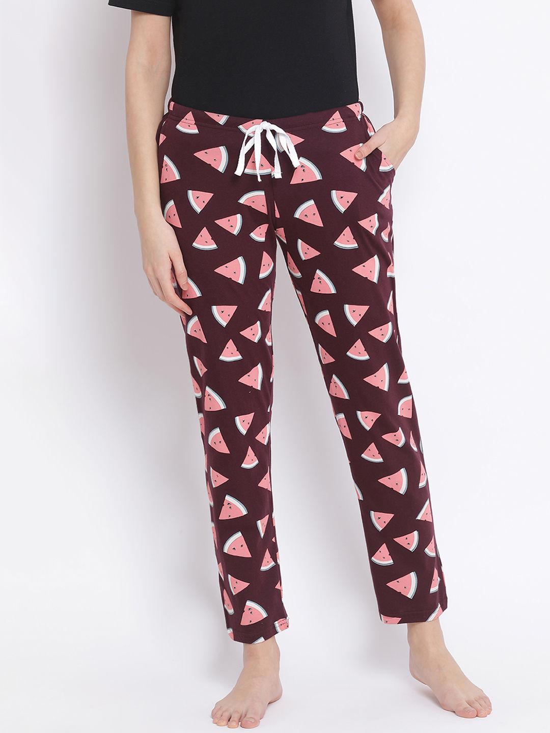 womens printed pyjamas maroon