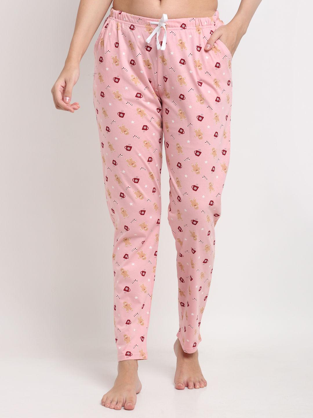 womens printed pyjamas pink