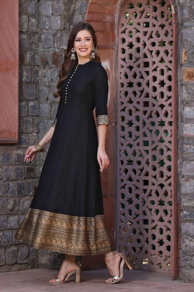 womens printed rayon anarkali kurta with dupatta