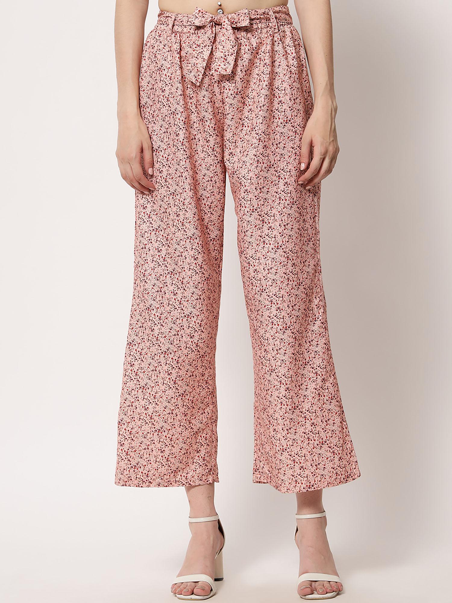 womens printed regular fit trousers