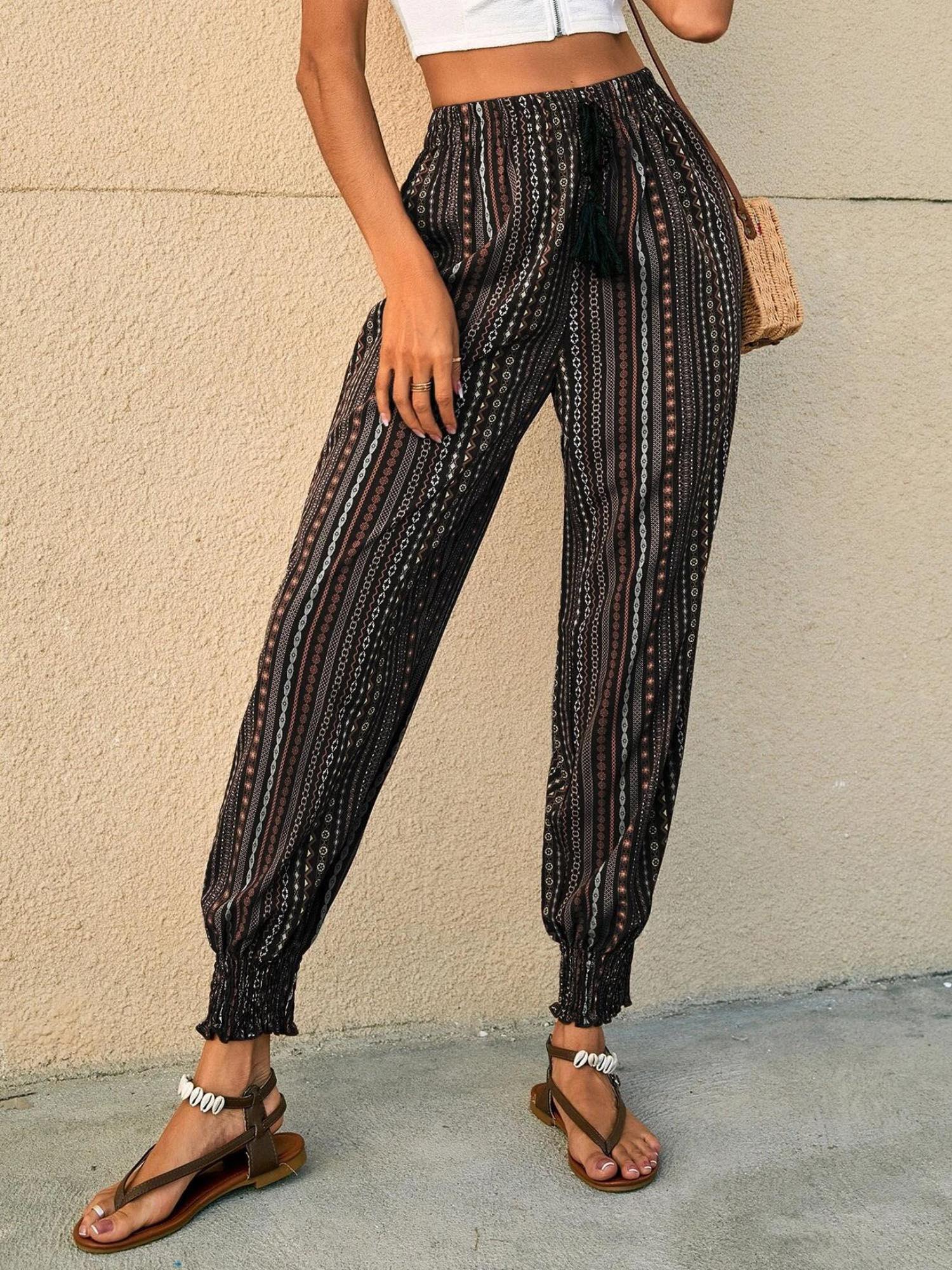 womens printed regular fit trousers