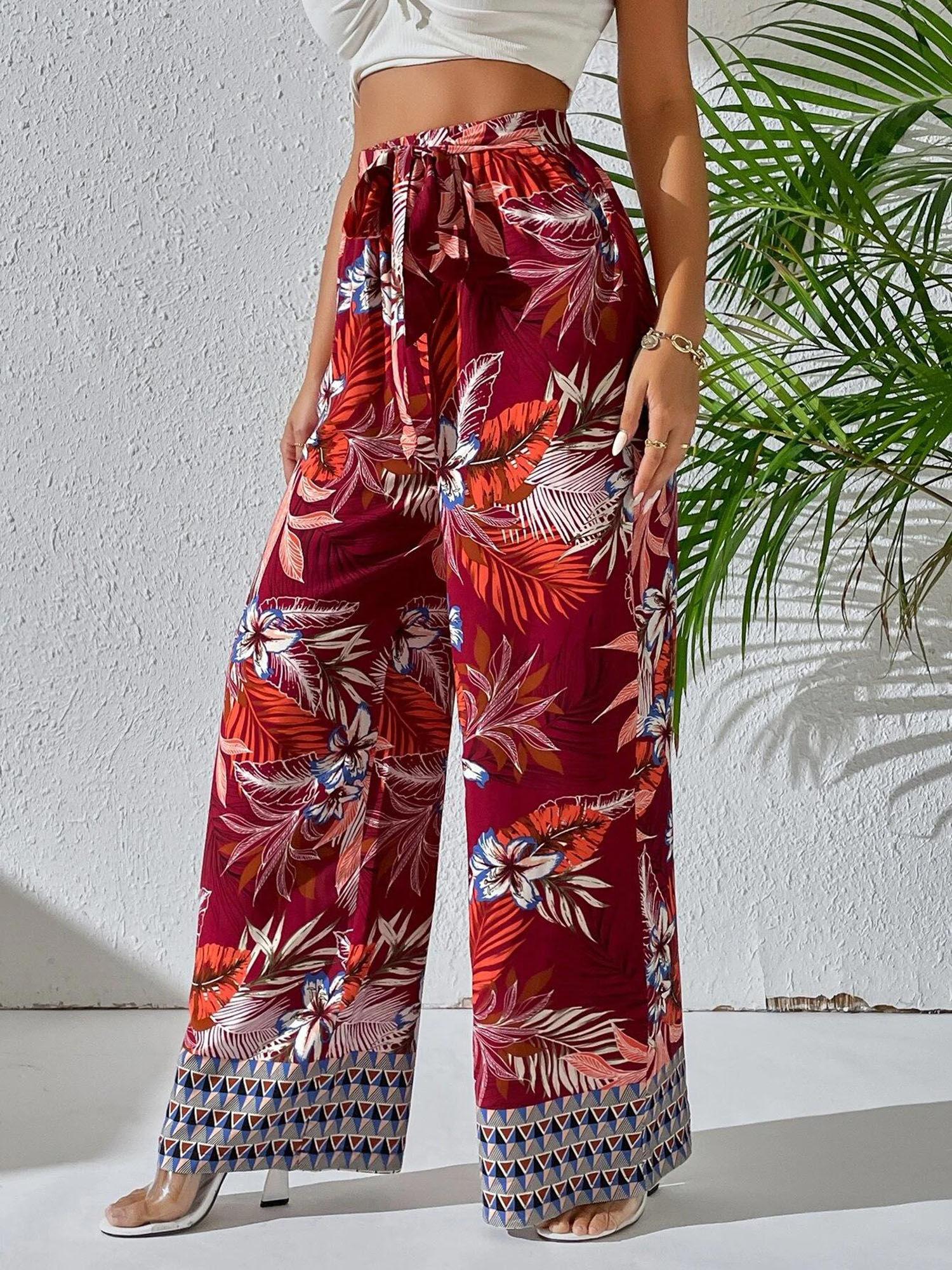 womens printed regular fit trousers