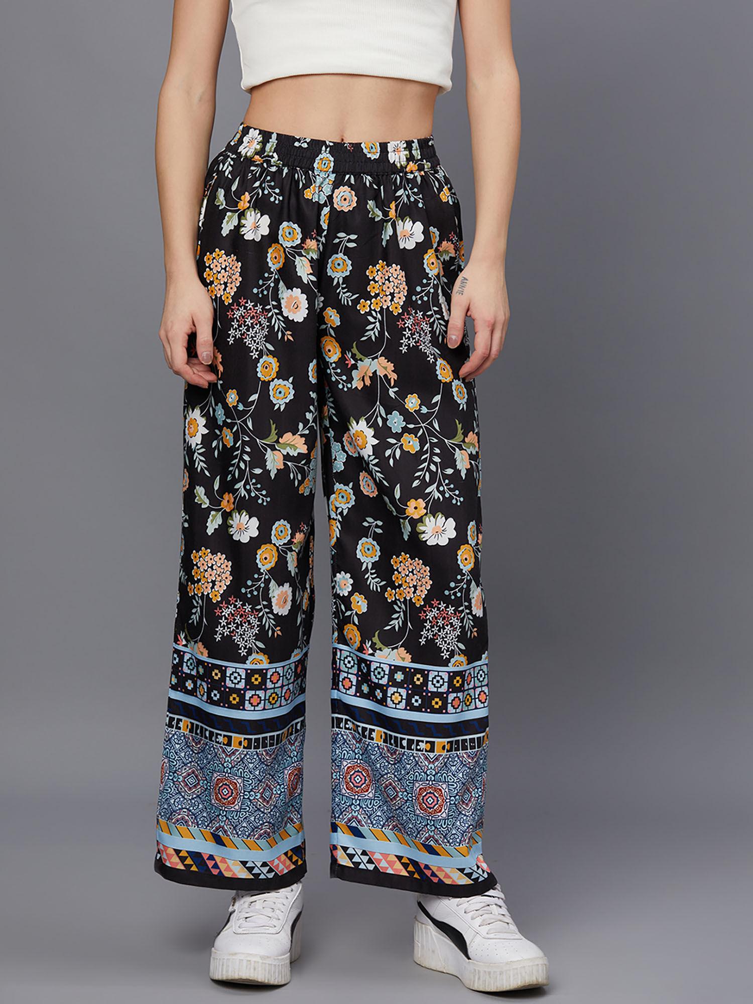 womens printed regular fit trousers