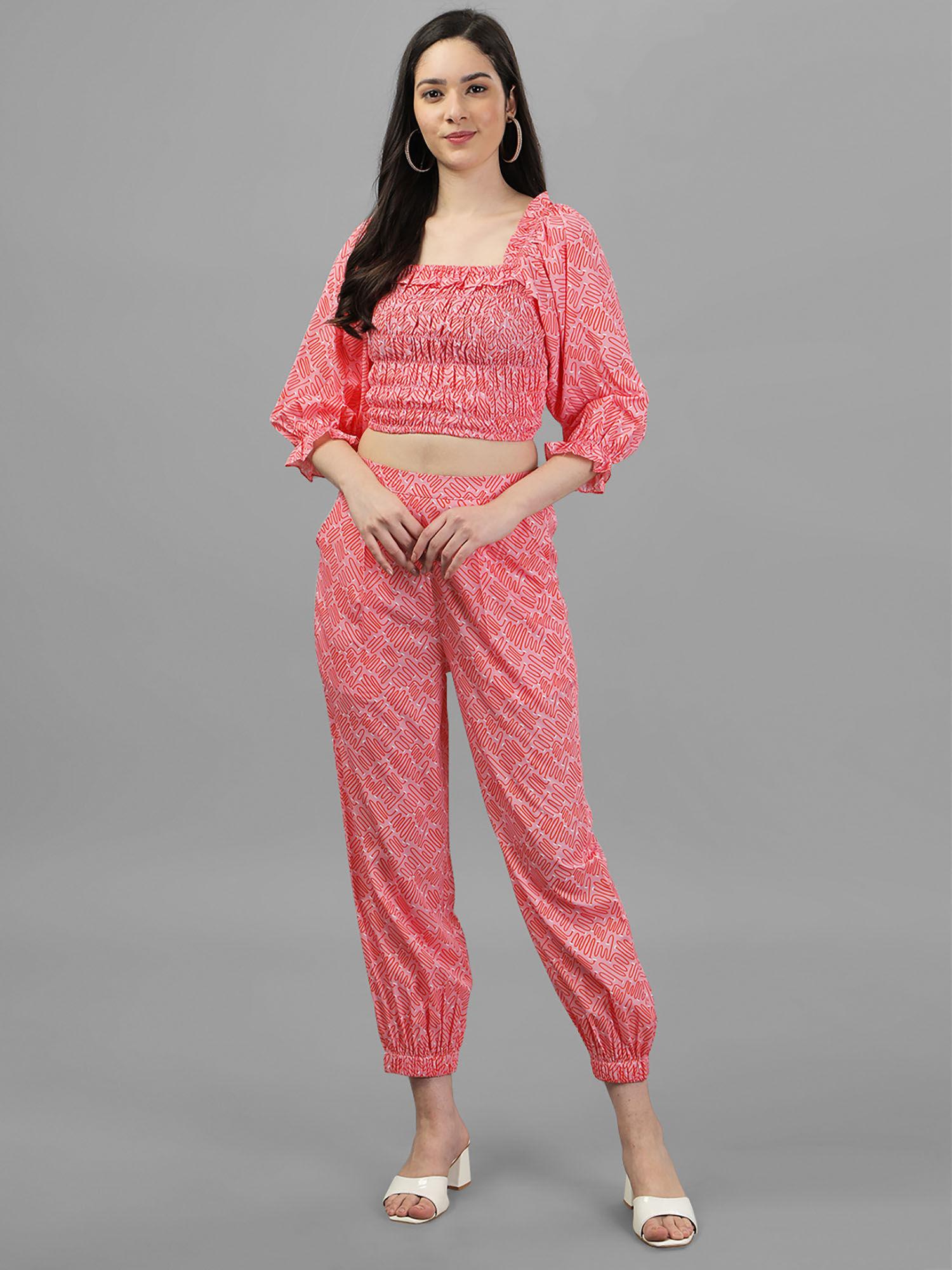 womens printed top trouser co-ord (set of 2)