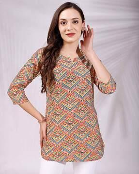 womens printed tunic top