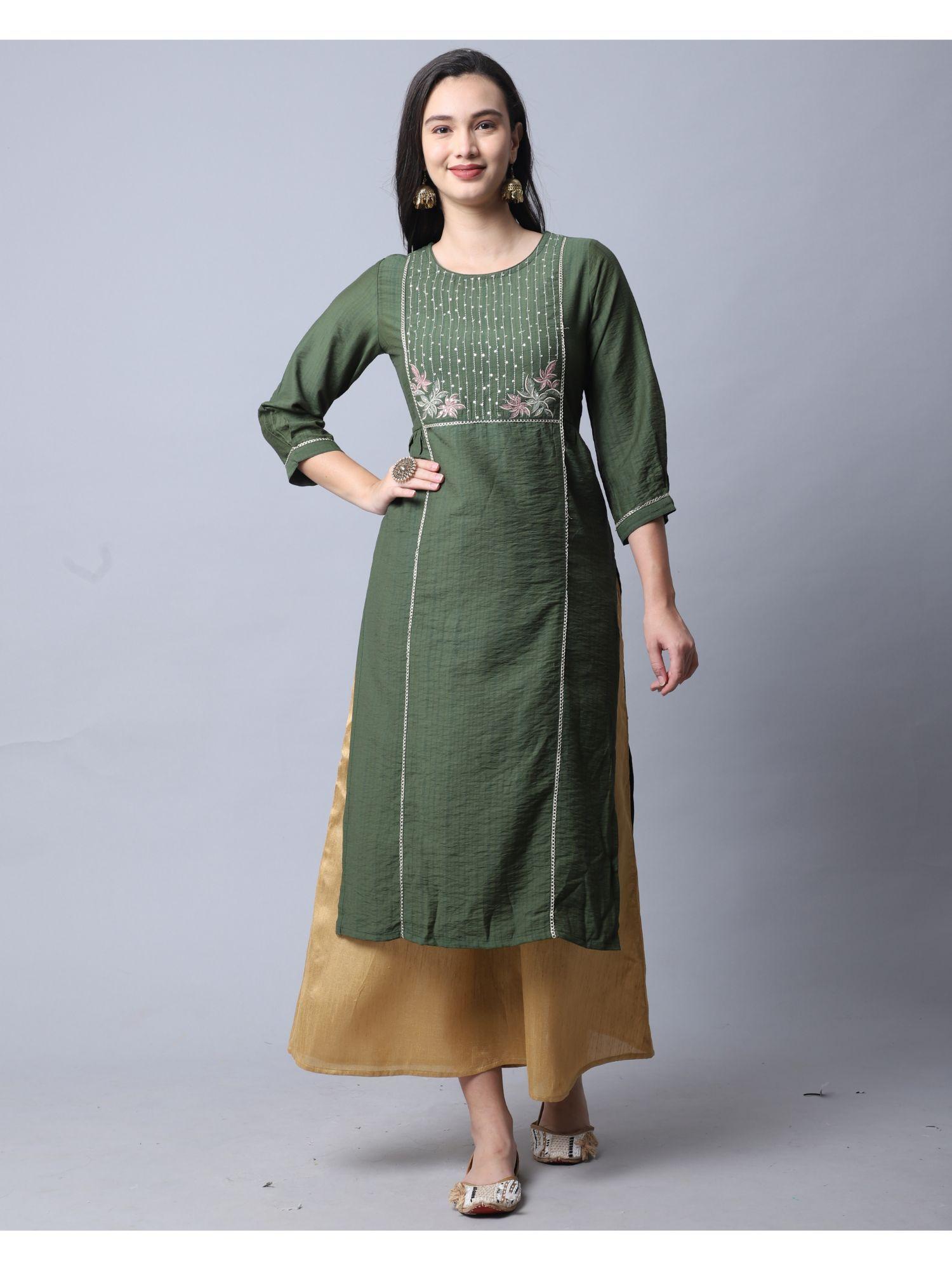 womens pure cambric cotton embroidered kurti