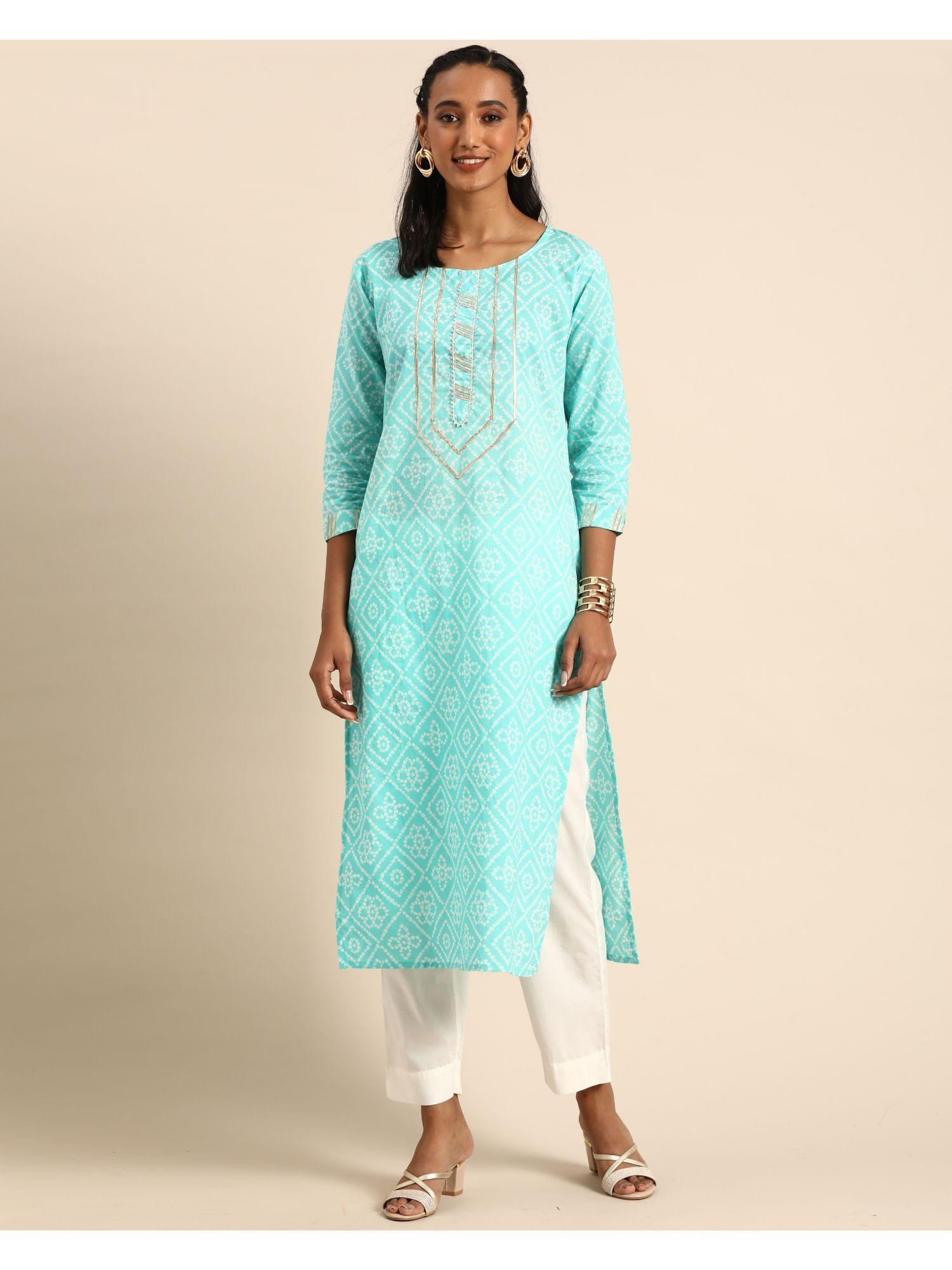 womens pure cambric cotton jaipuri bandhani printed kurti