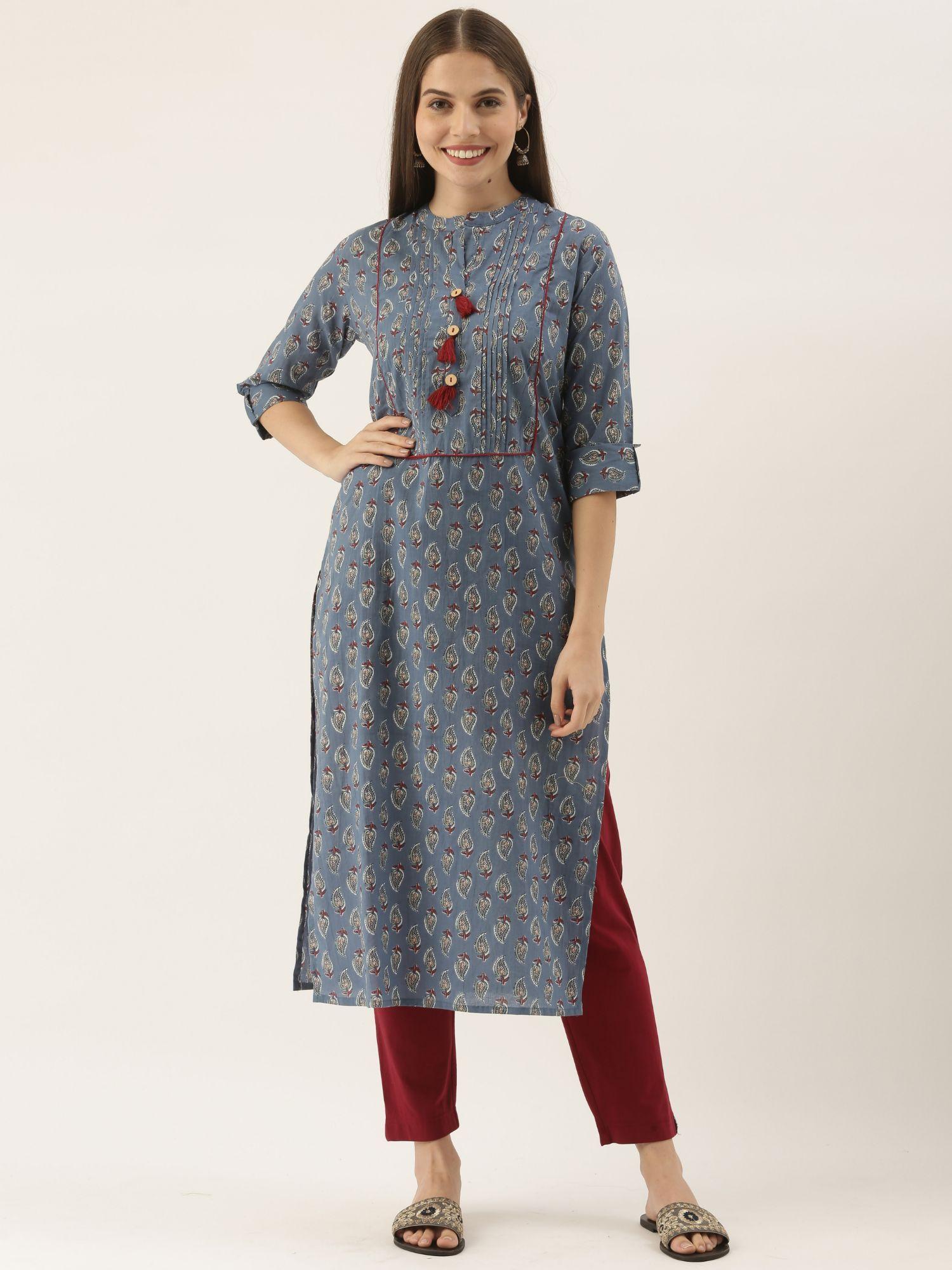 womens pure cambric cotton jaipuri block printed kurti