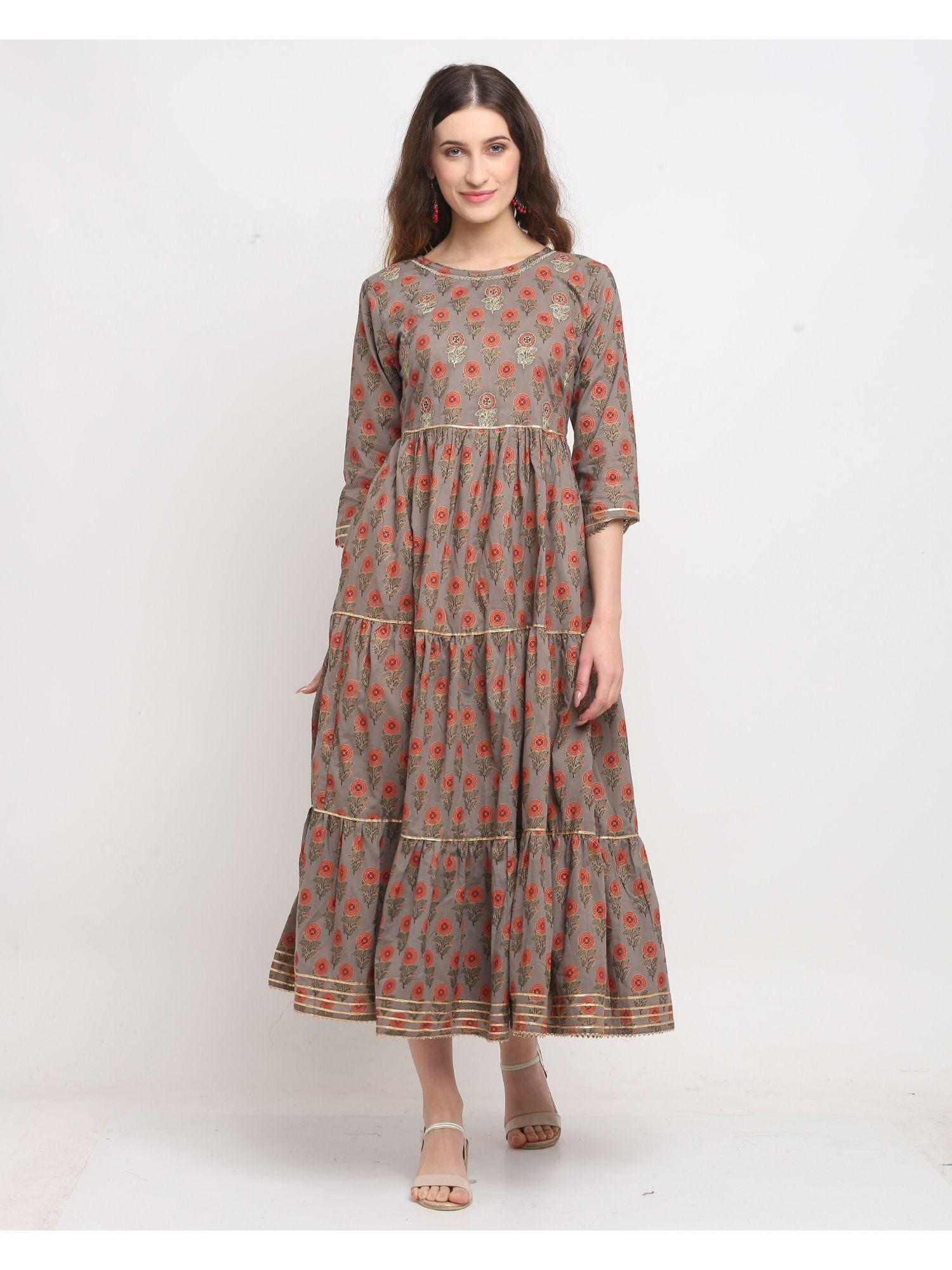 womens pure cambric cotton jaipuri floral printed kurti