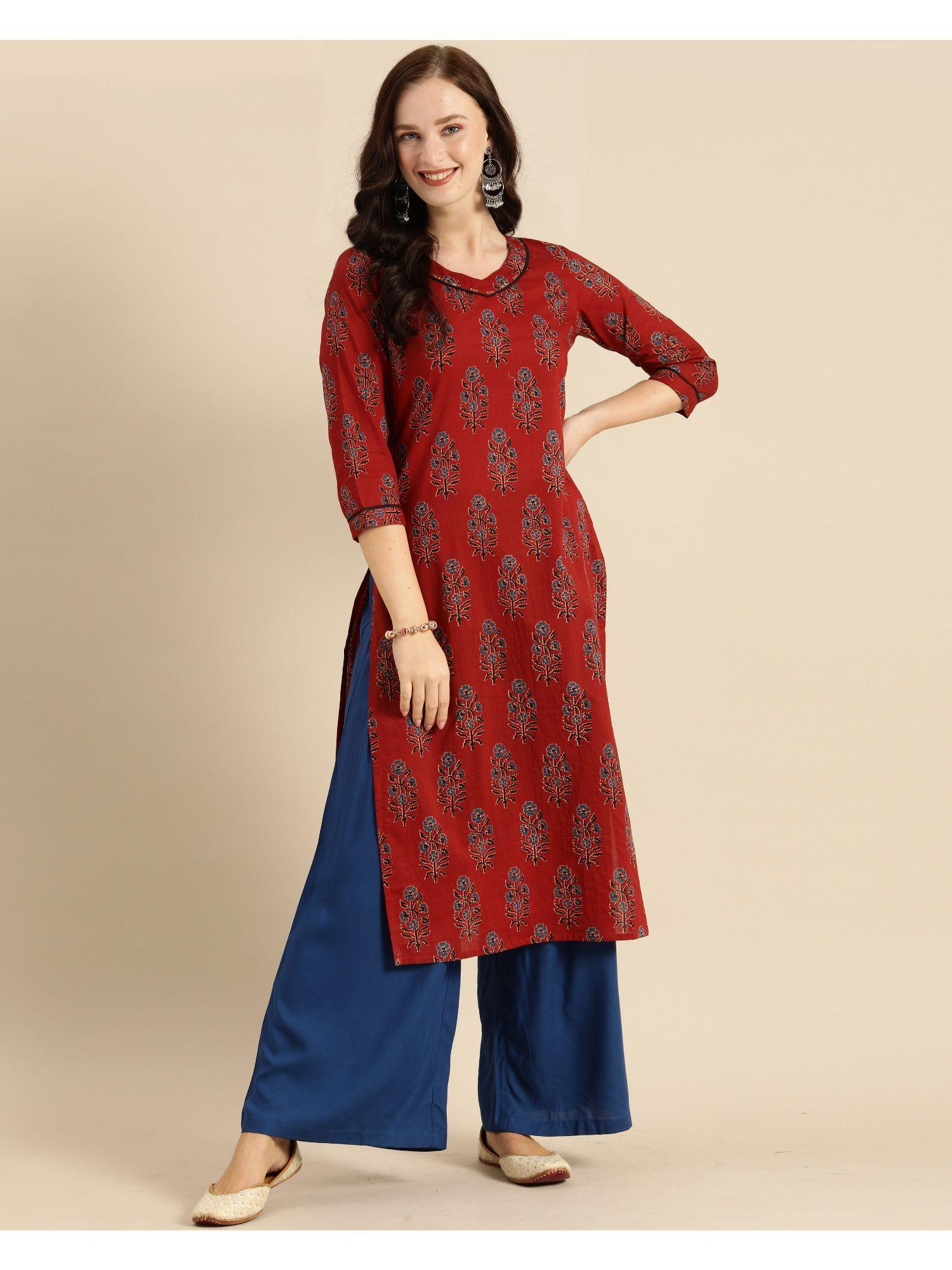 womens pure cambric cotton jaipuri printed kurti