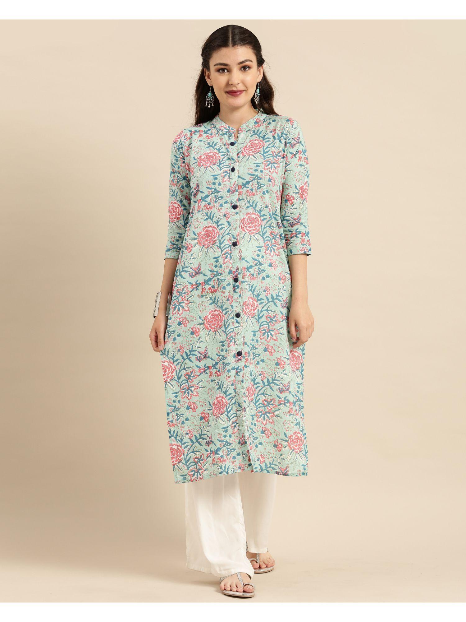 womens pure cambric cotton jaipuri printed kurti