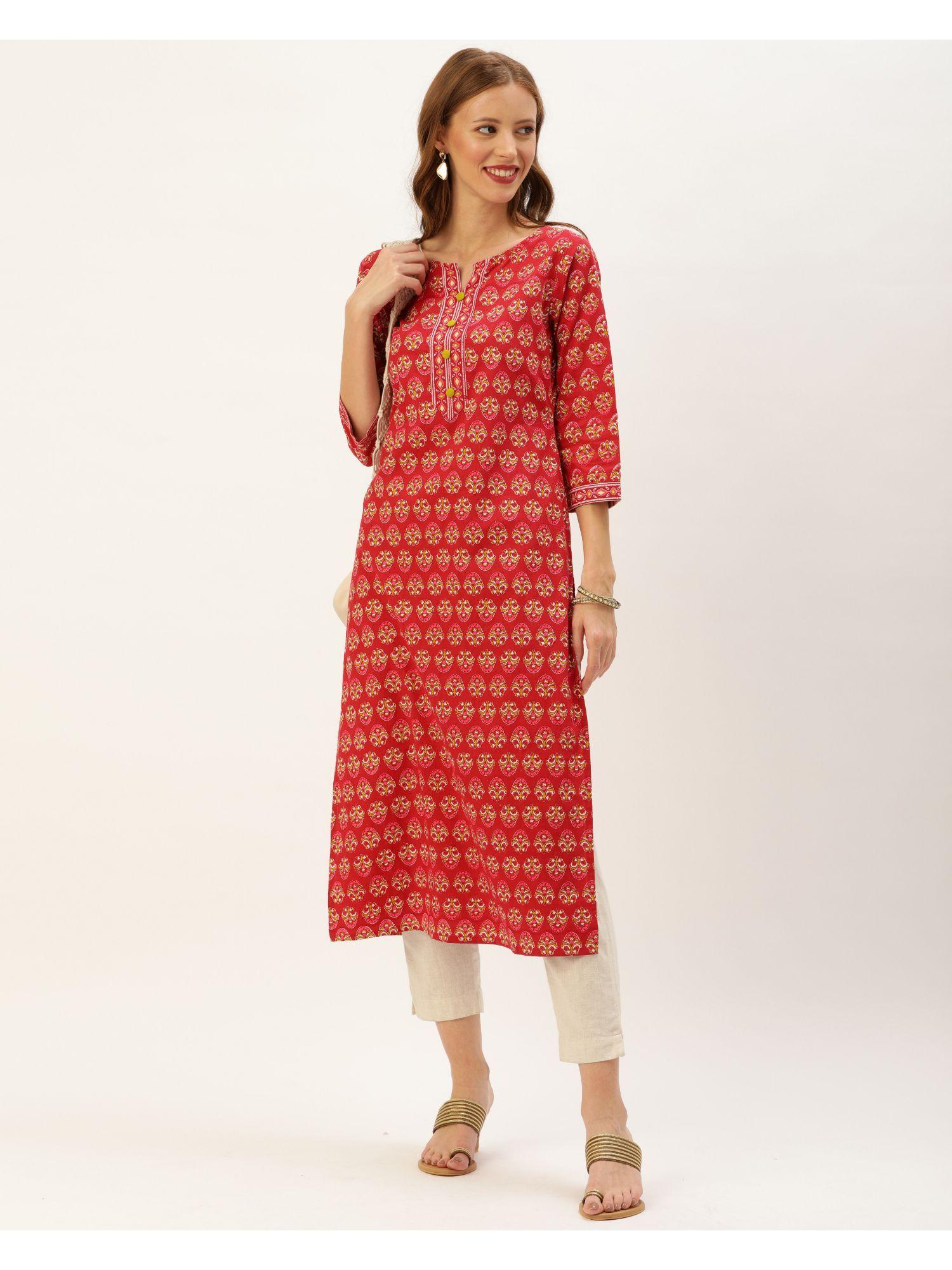 womens pure cambric cotton jaipuri printed kurti