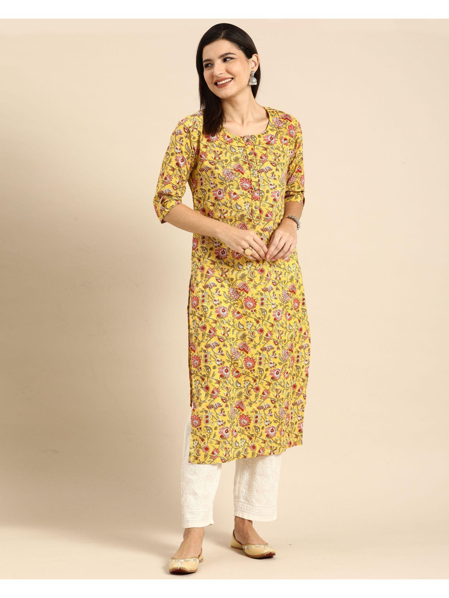 womens pure cambric cotton kalamkari floral print kurti