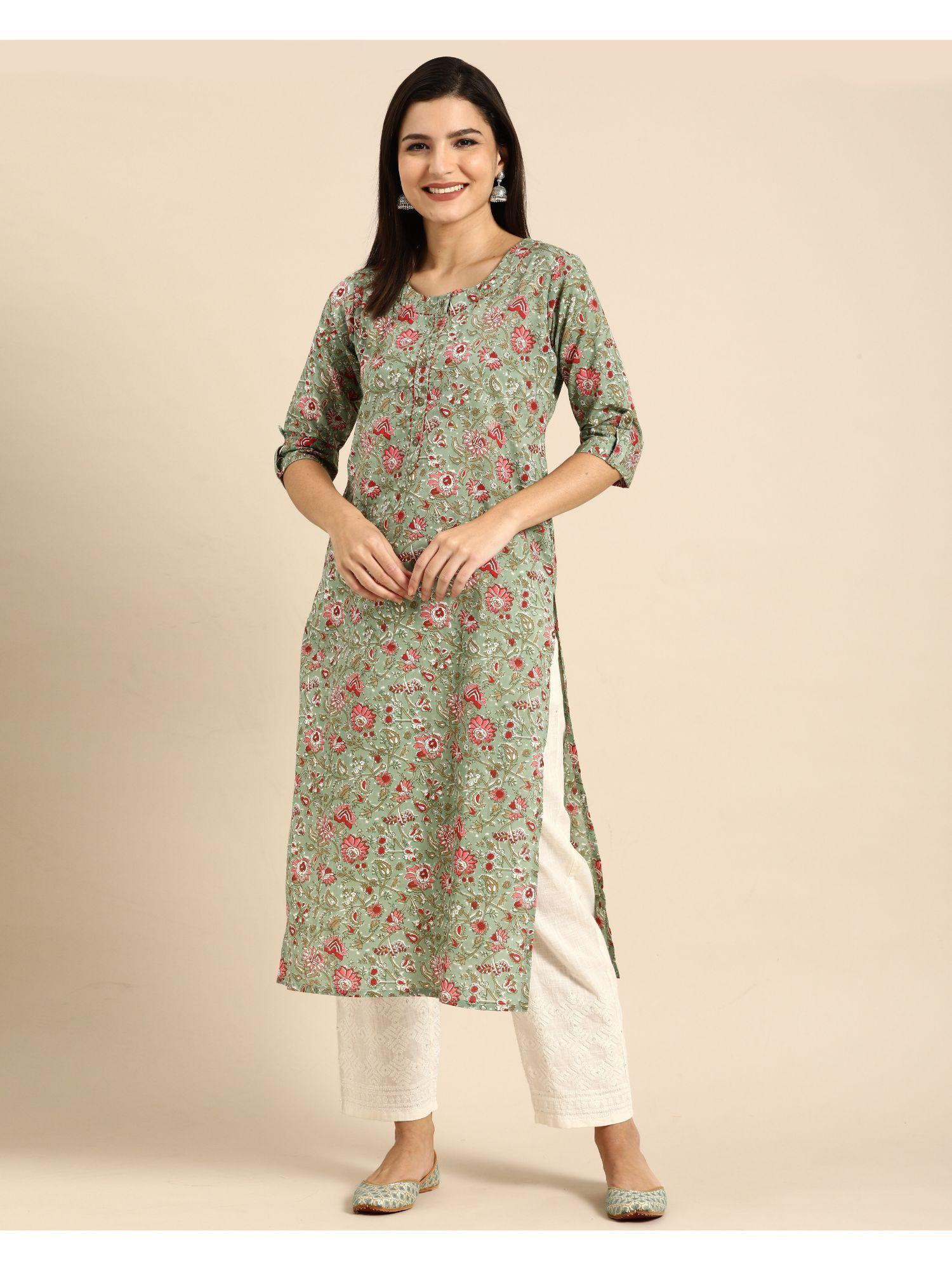 womens pure cambric cotton kalamkari floral print kurti