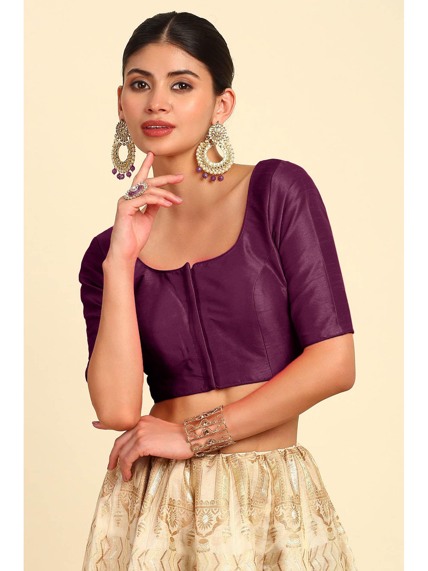 womens purple art silk solid padded blouse