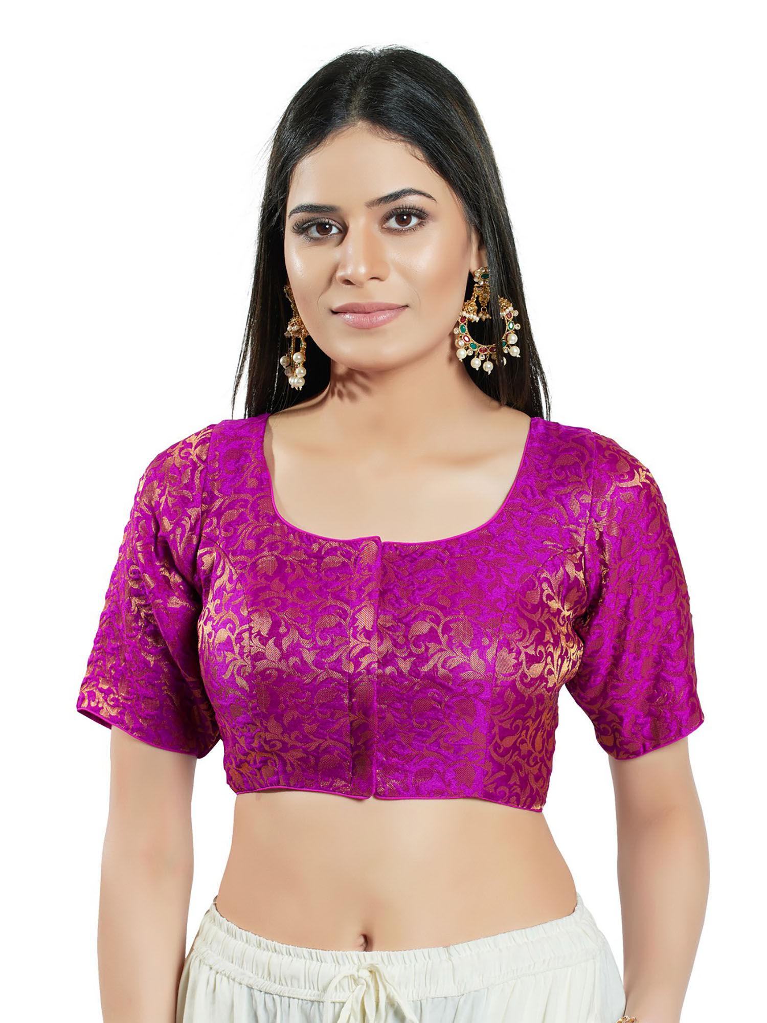 womens purple brocade stitched blouse