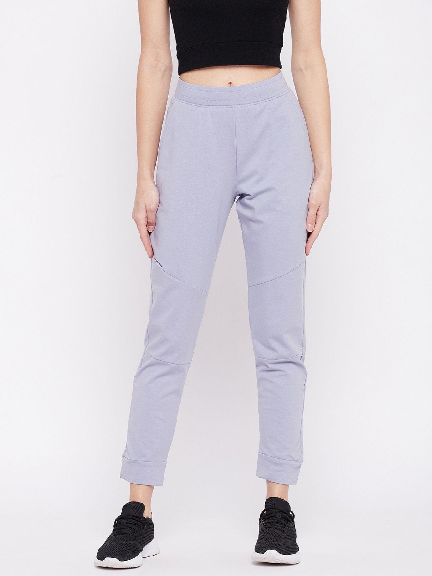 womens purple cotton blend jogger pant