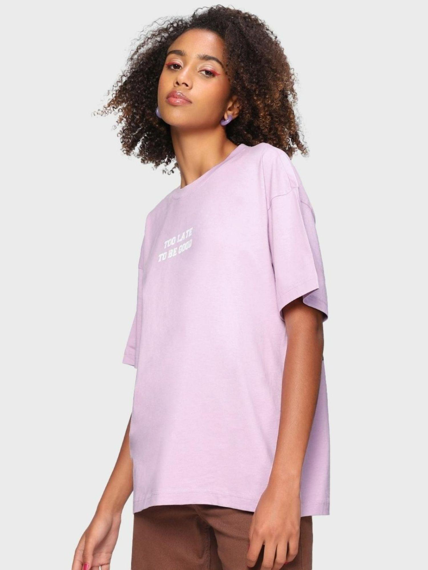 womens purple graphic boxy fit t-shirt