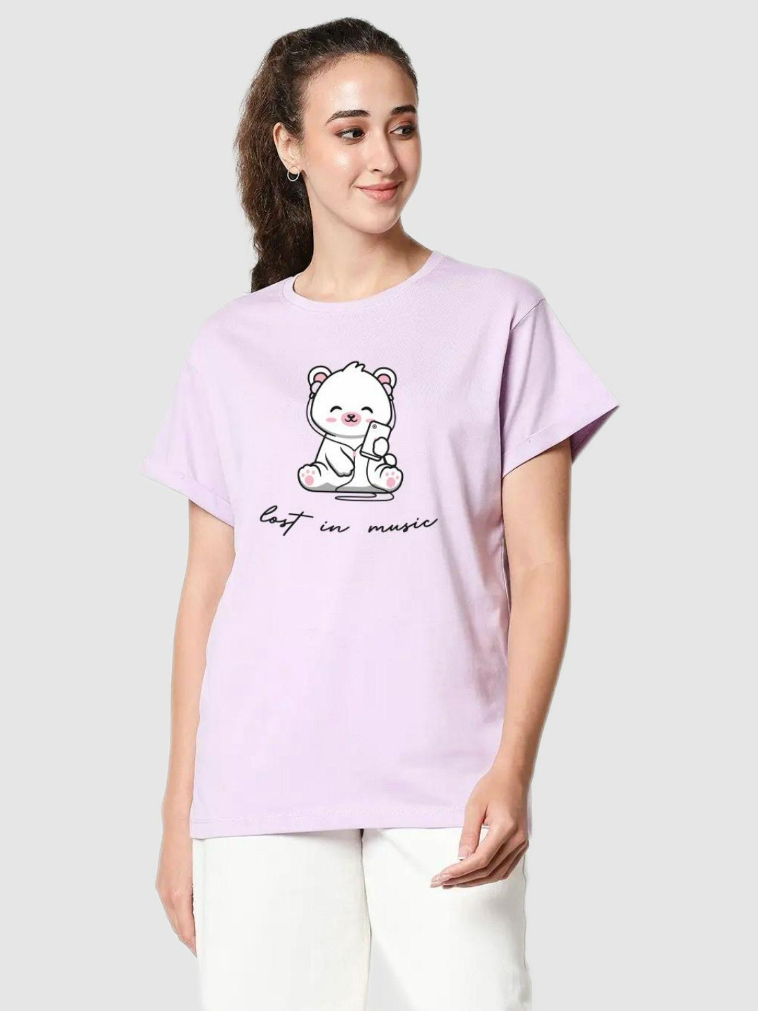 womens purple graphic printed loose t-shirt
