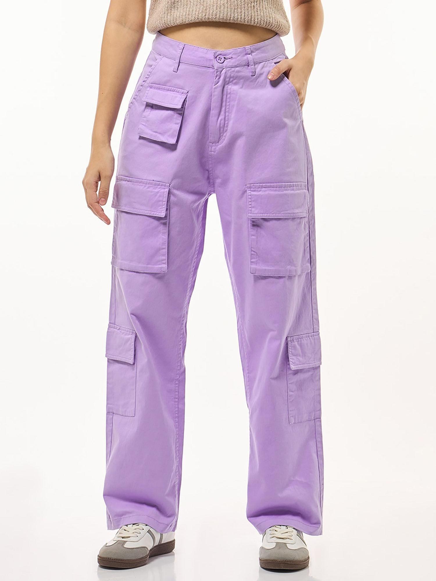 womens purple oversized cargo pant