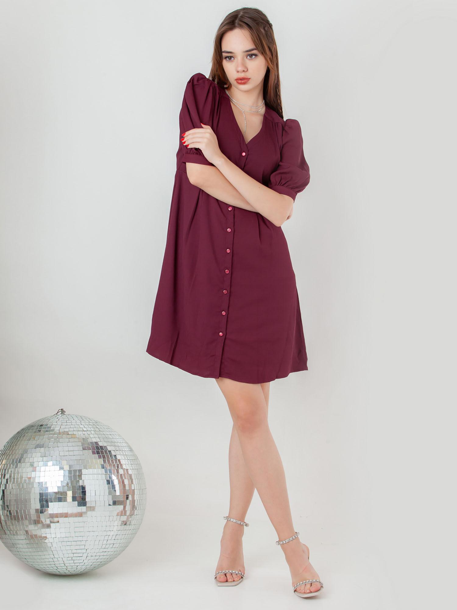 womens purple solid/plain mini dress