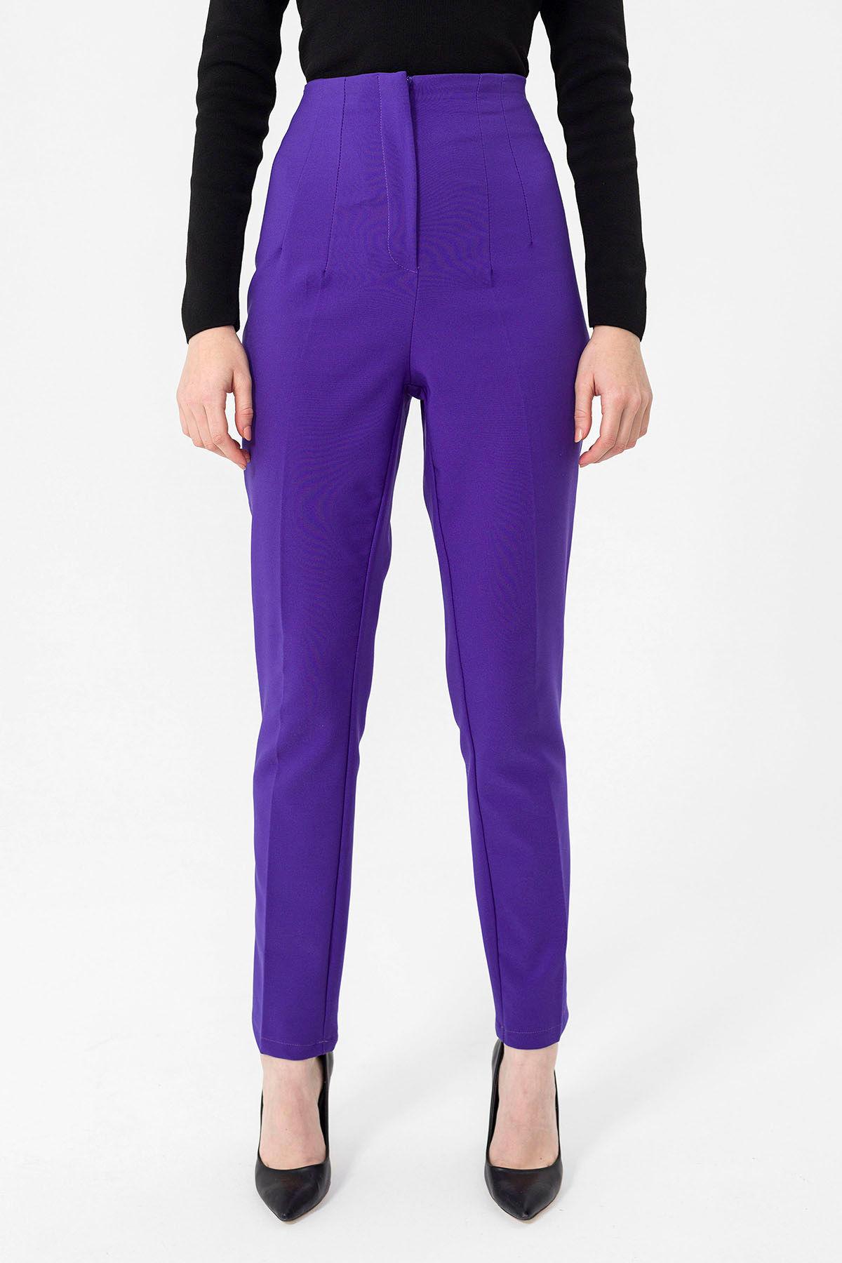 womens purple solid pattern bottom pant