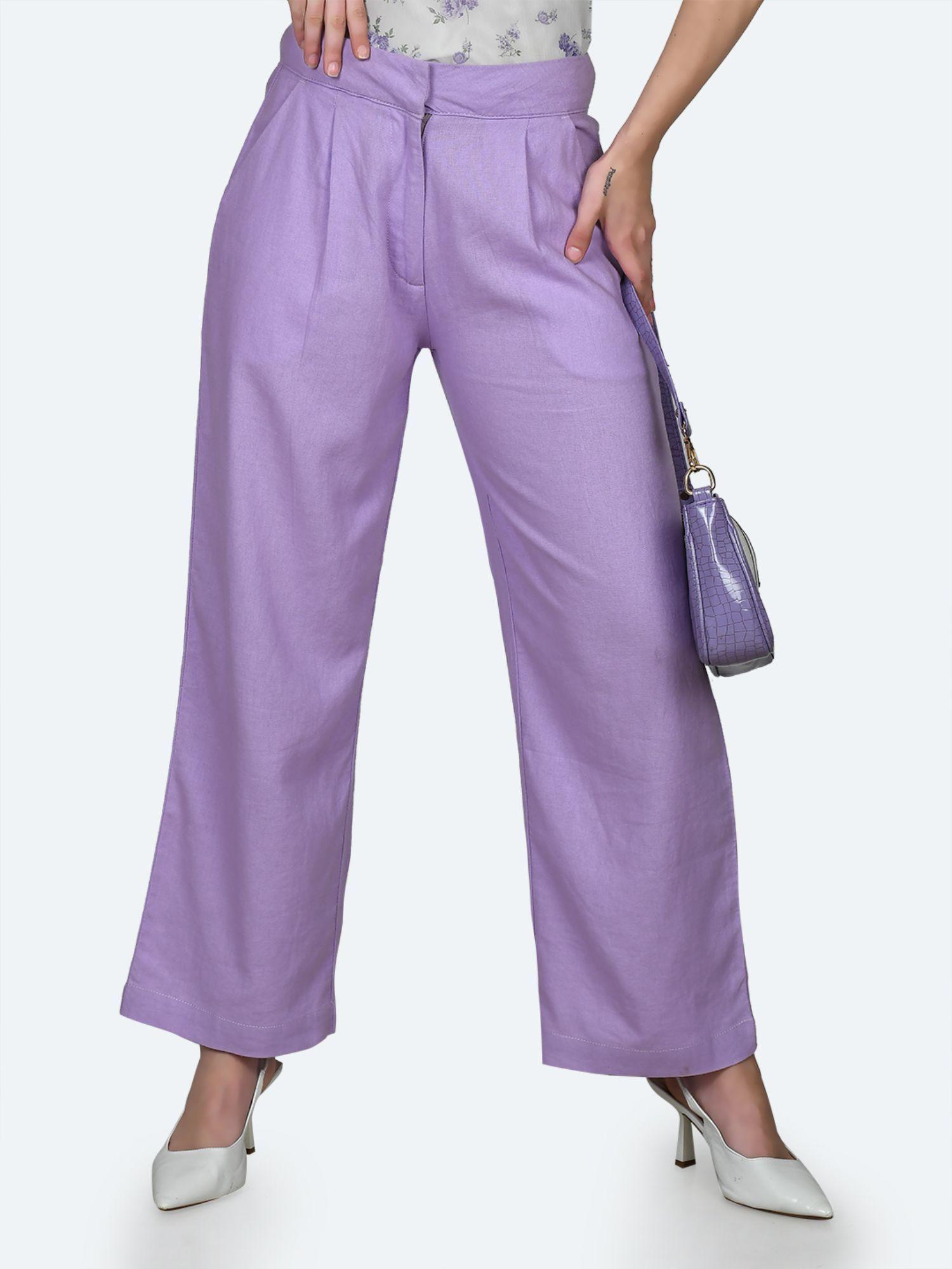 womens purple solid trouser