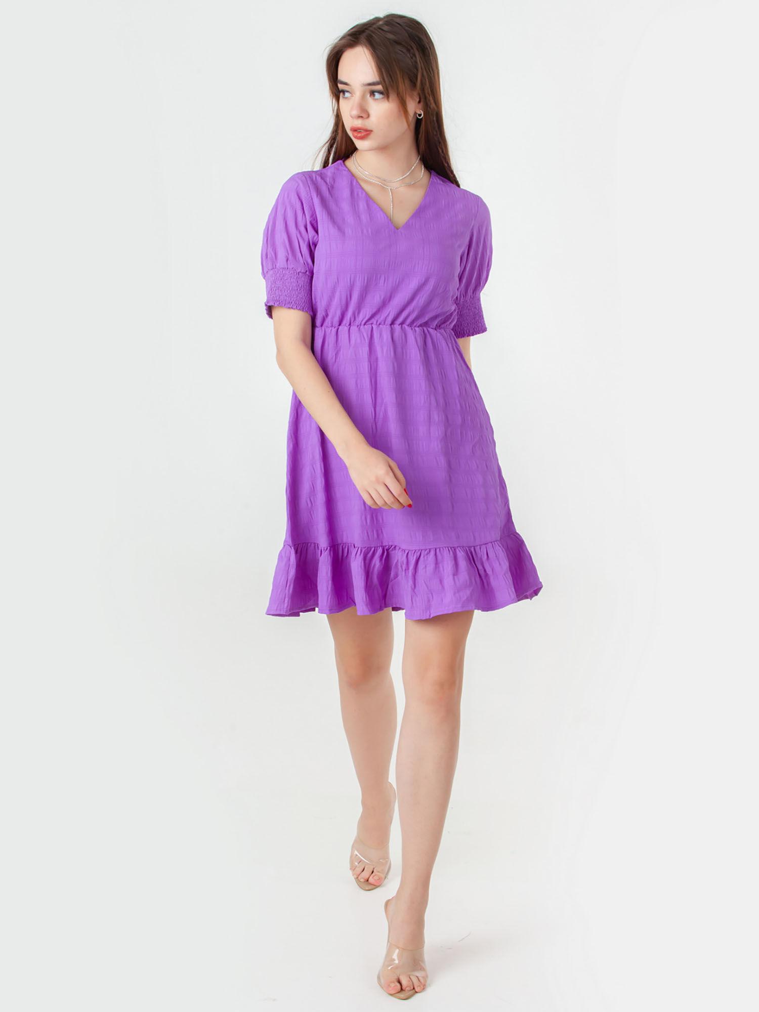 womens purple textured mini dress