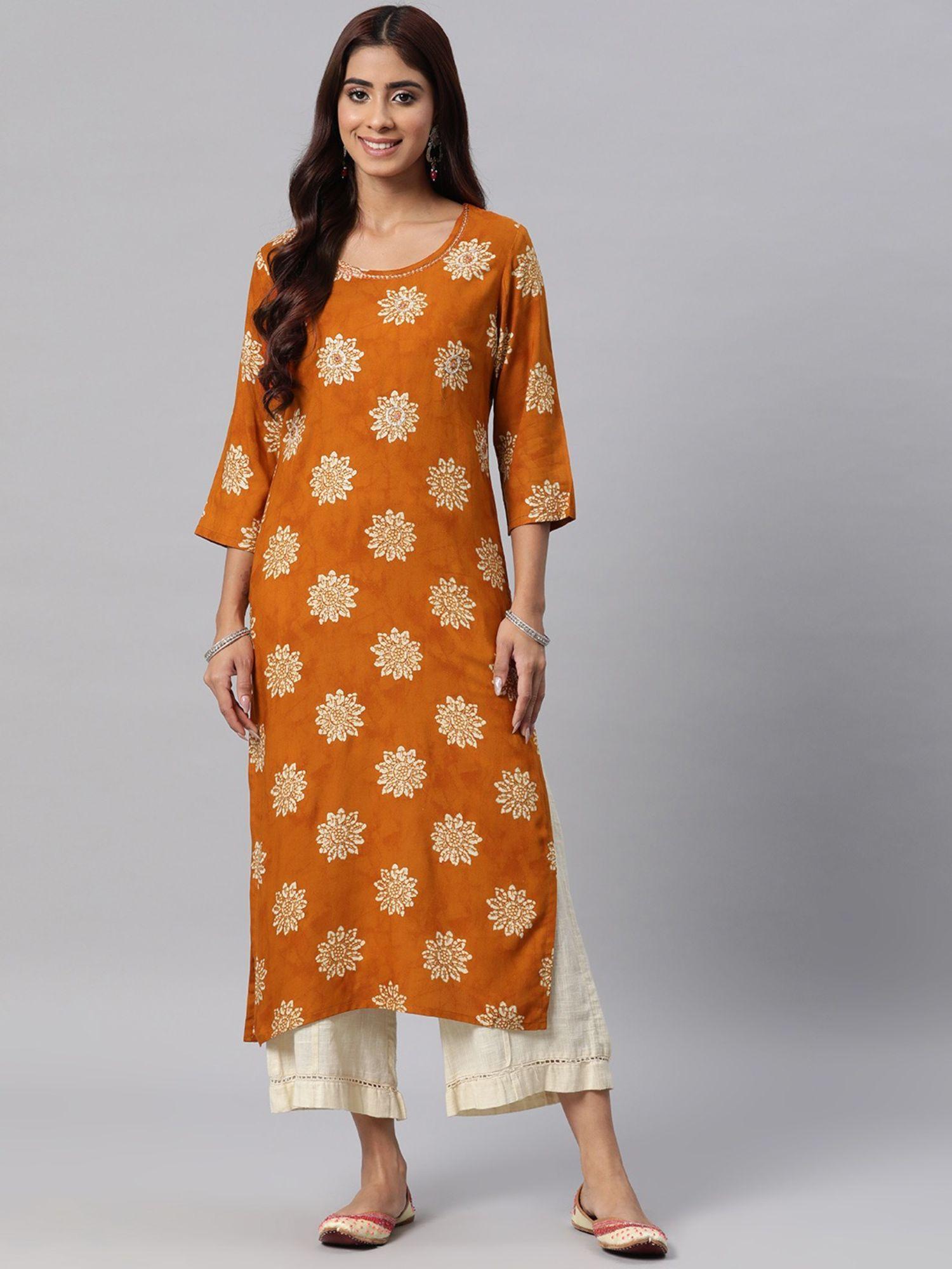 womens rayon printed straight kurta