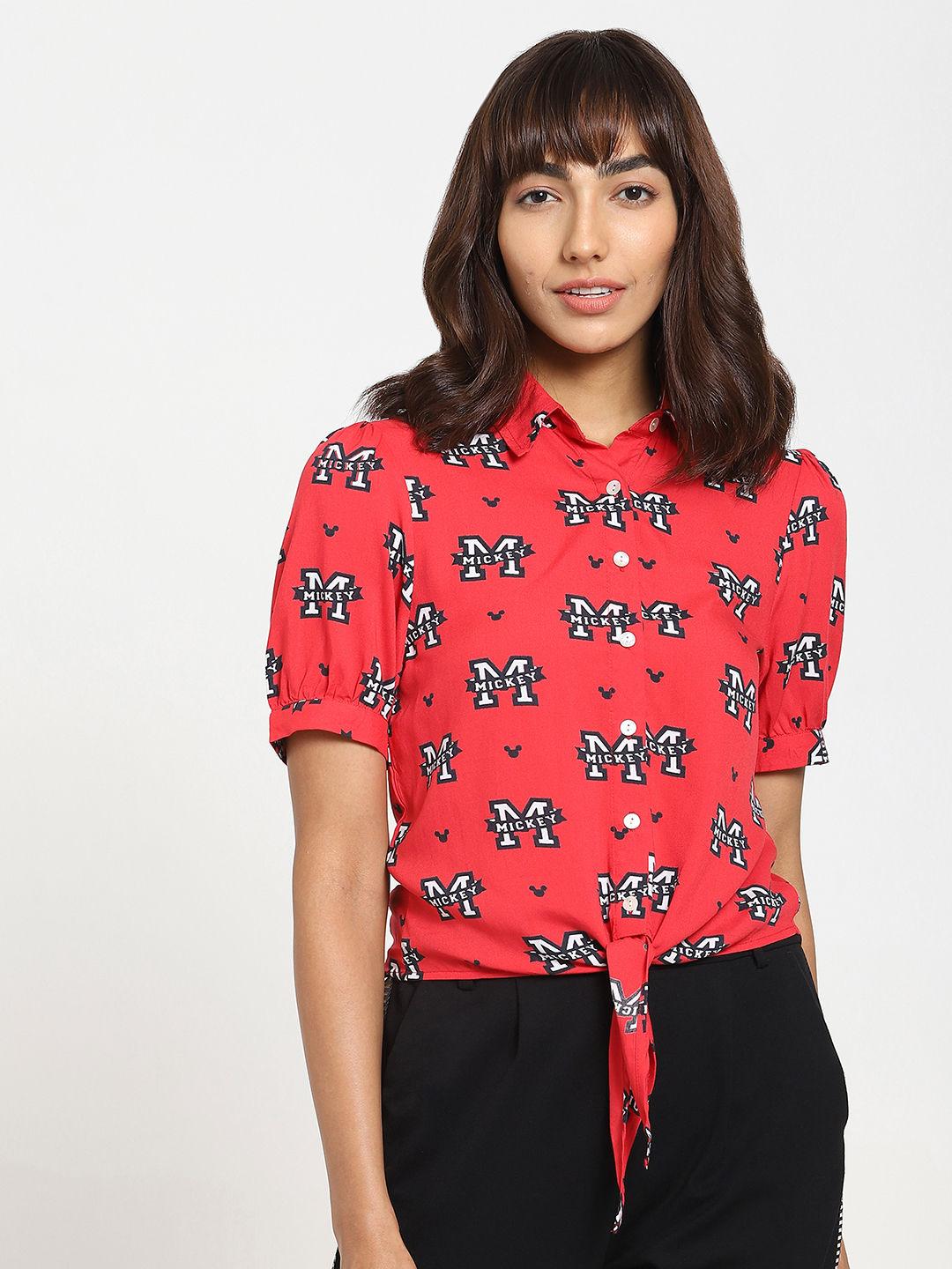 womens red printed shirt