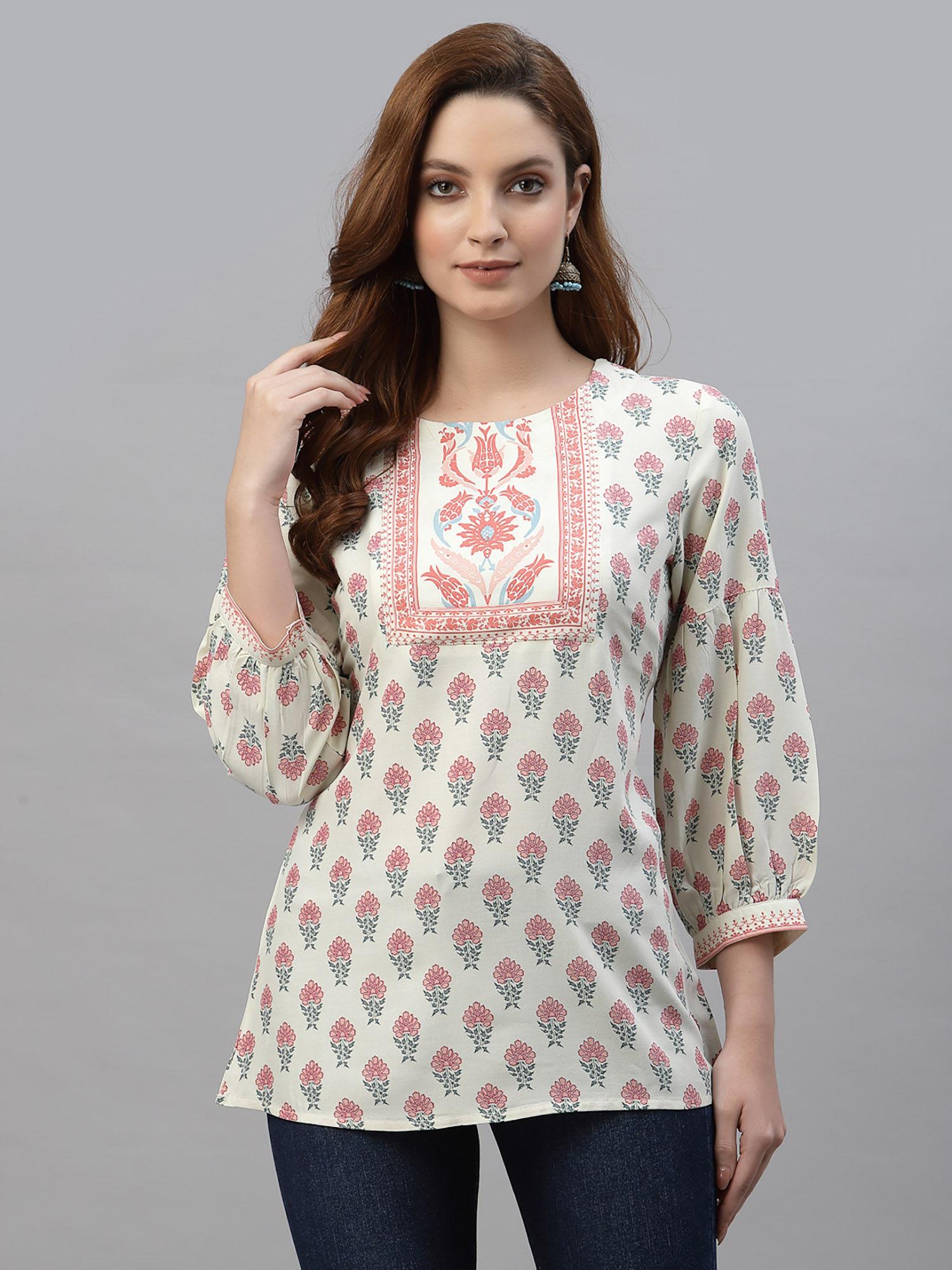 womens red printed tunic