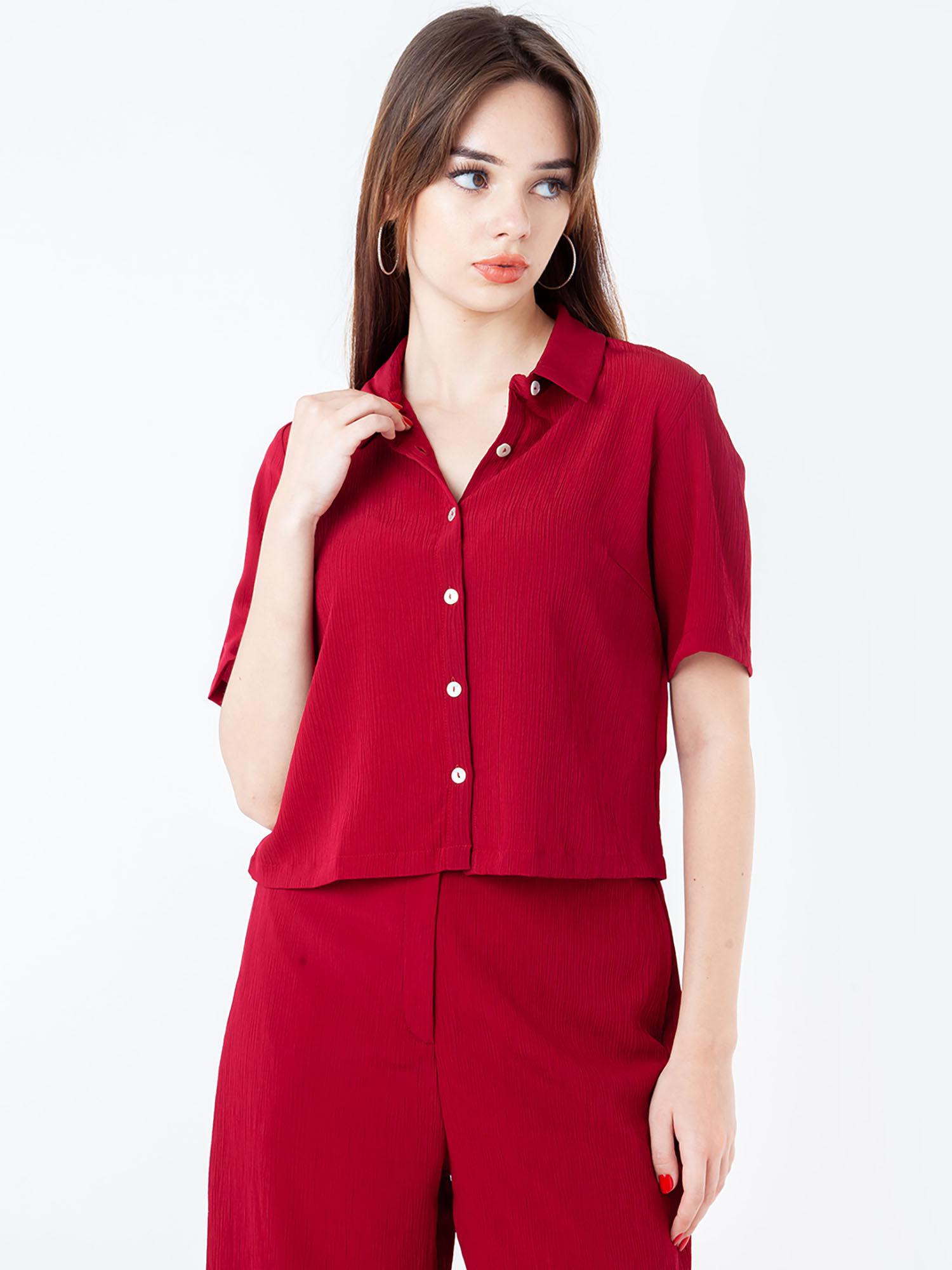 womens red solid/plain shirt