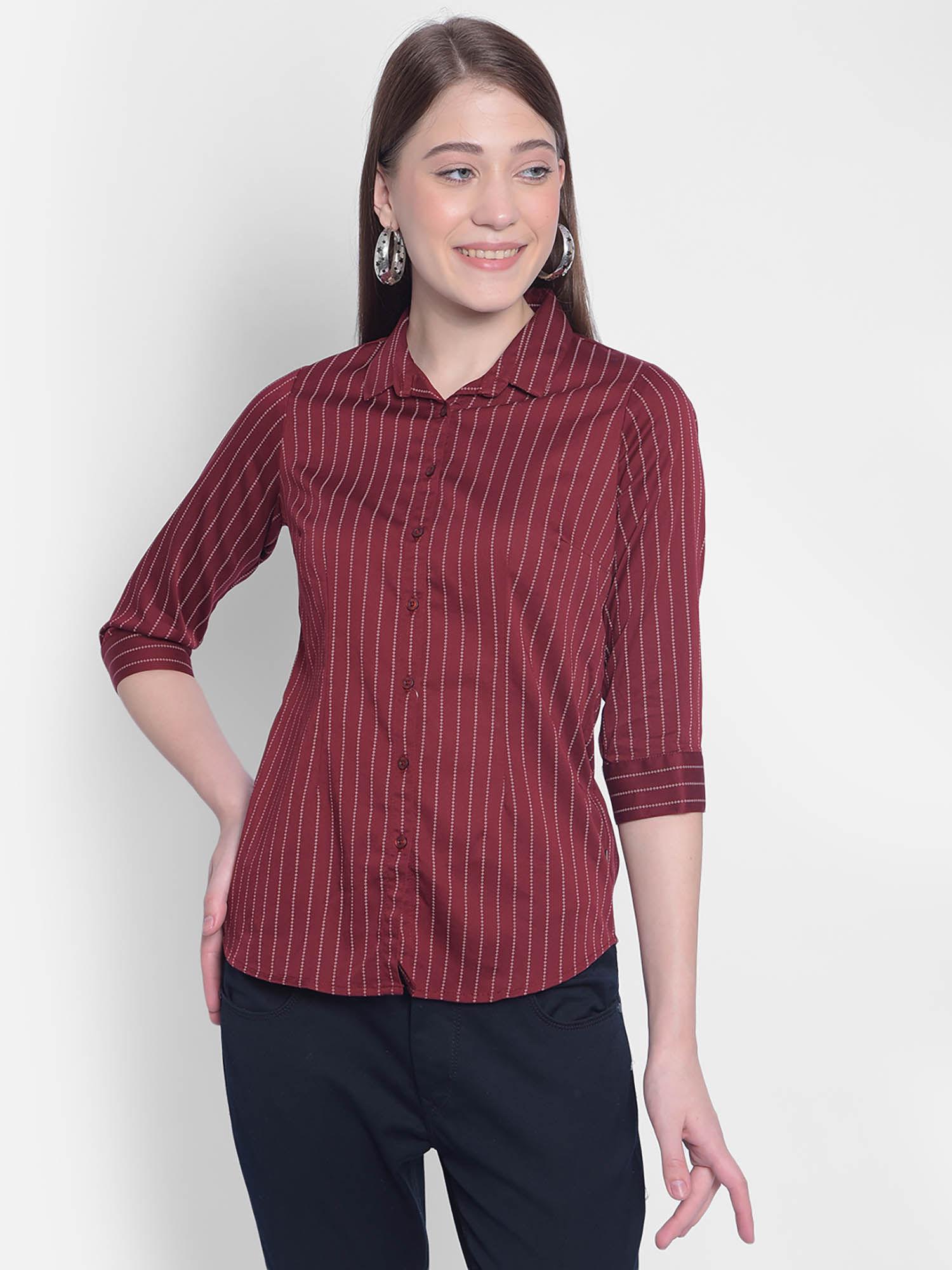 womens red striped shirt