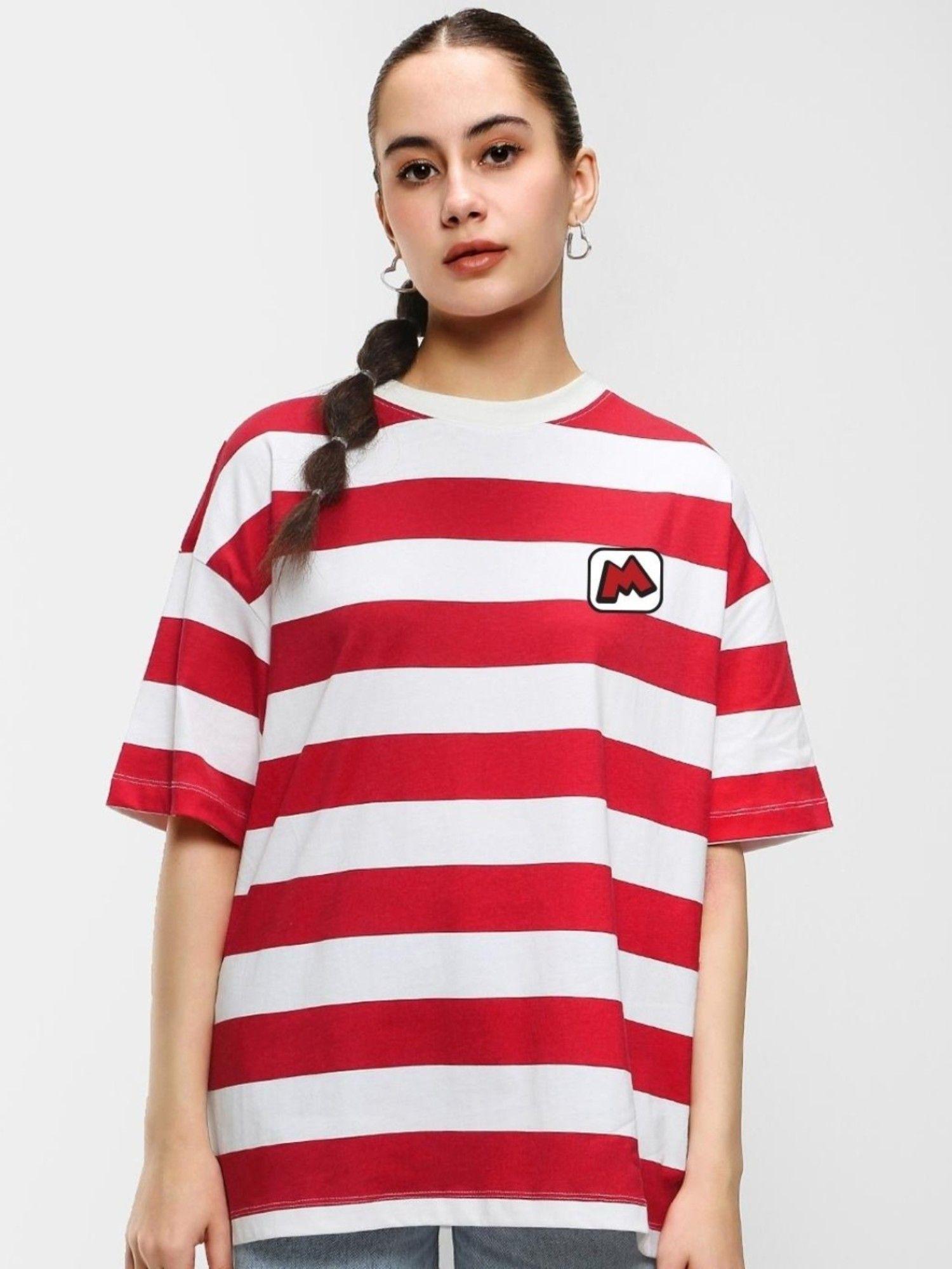 womens red stripes anti-fit t-shirt
