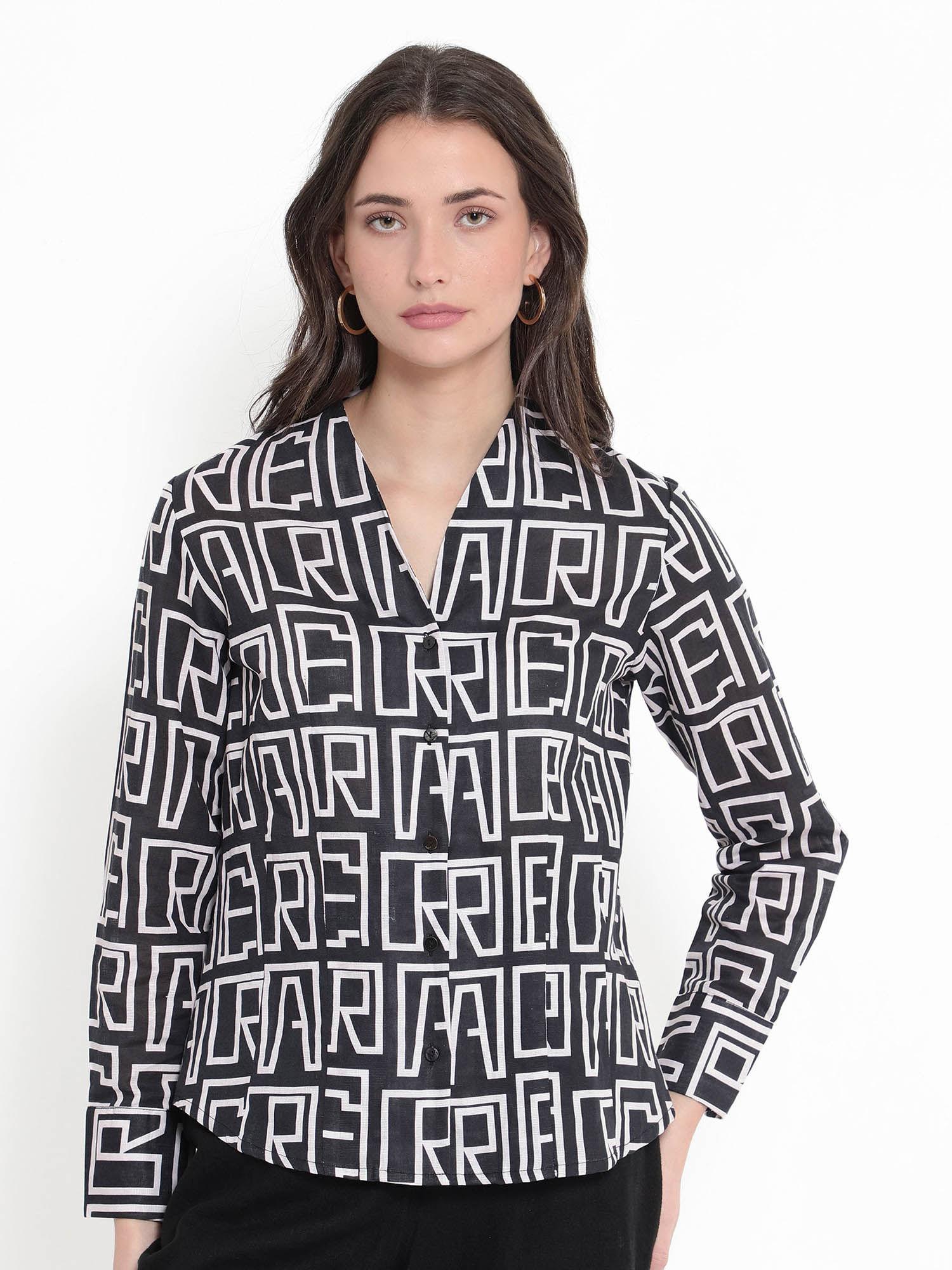 womens regular fit monogram print shirt top