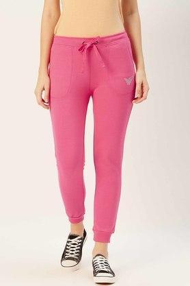 womens regular fit solid trackpants - fuschia