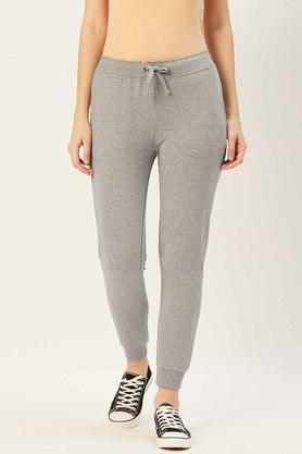 womens regular fit solid trackpants - grey melange