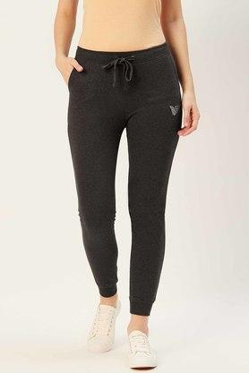 womens regular fit solid trackpants - grey