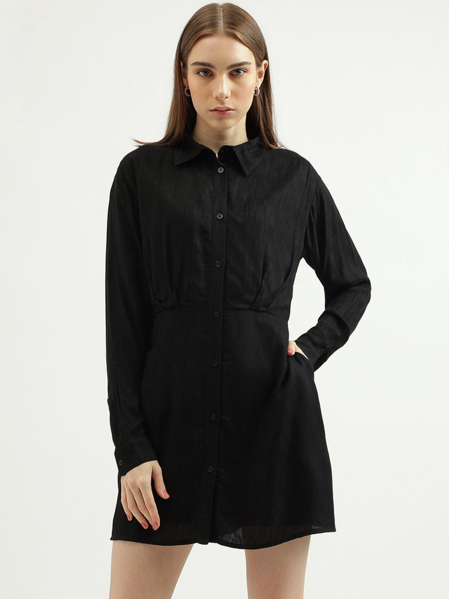 womens regular fit straight dress-black