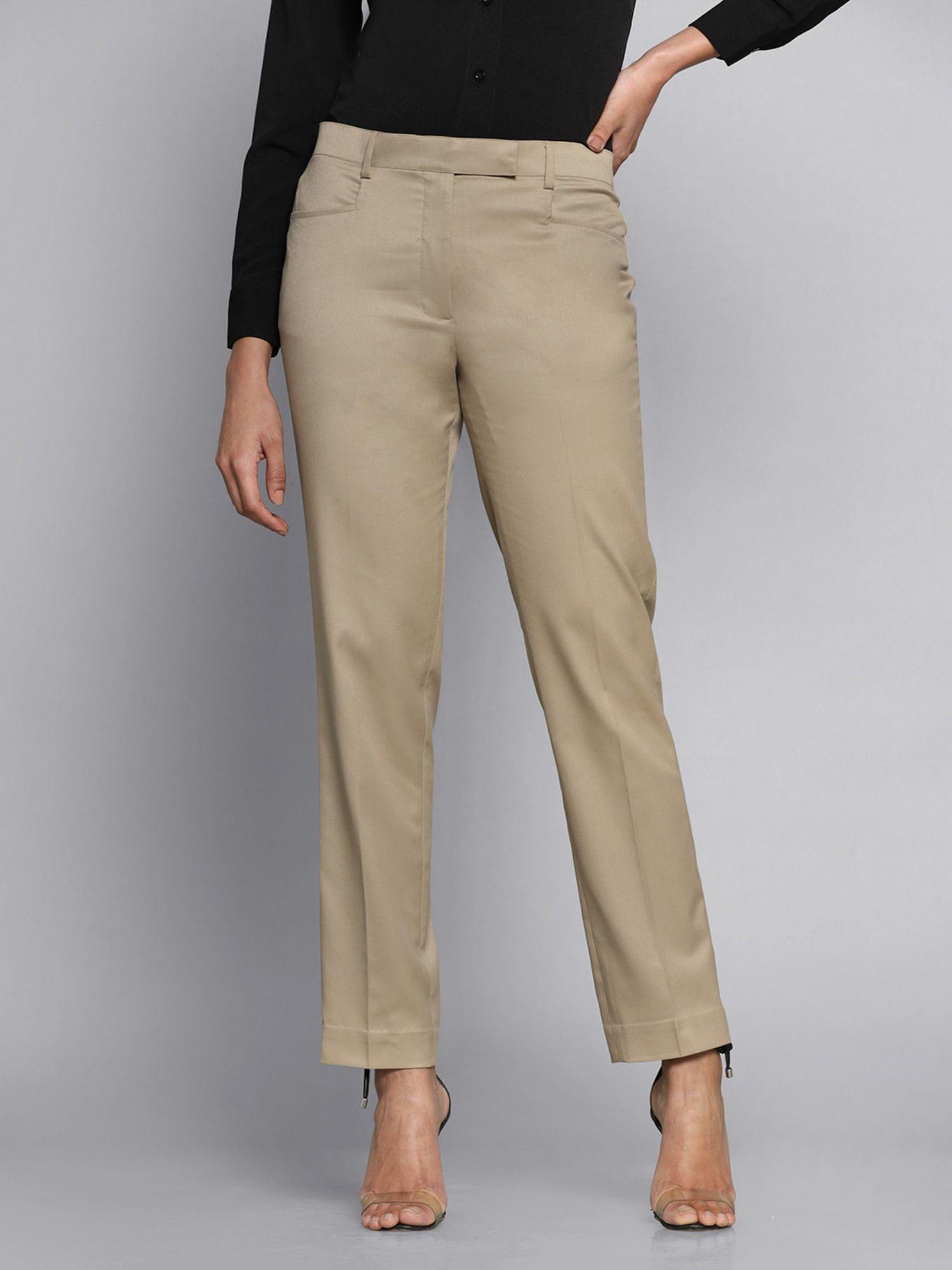 womens regular pants - bamboo beige