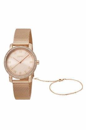 womens rose gold dial stainless steel analog watch - es1l282m0115