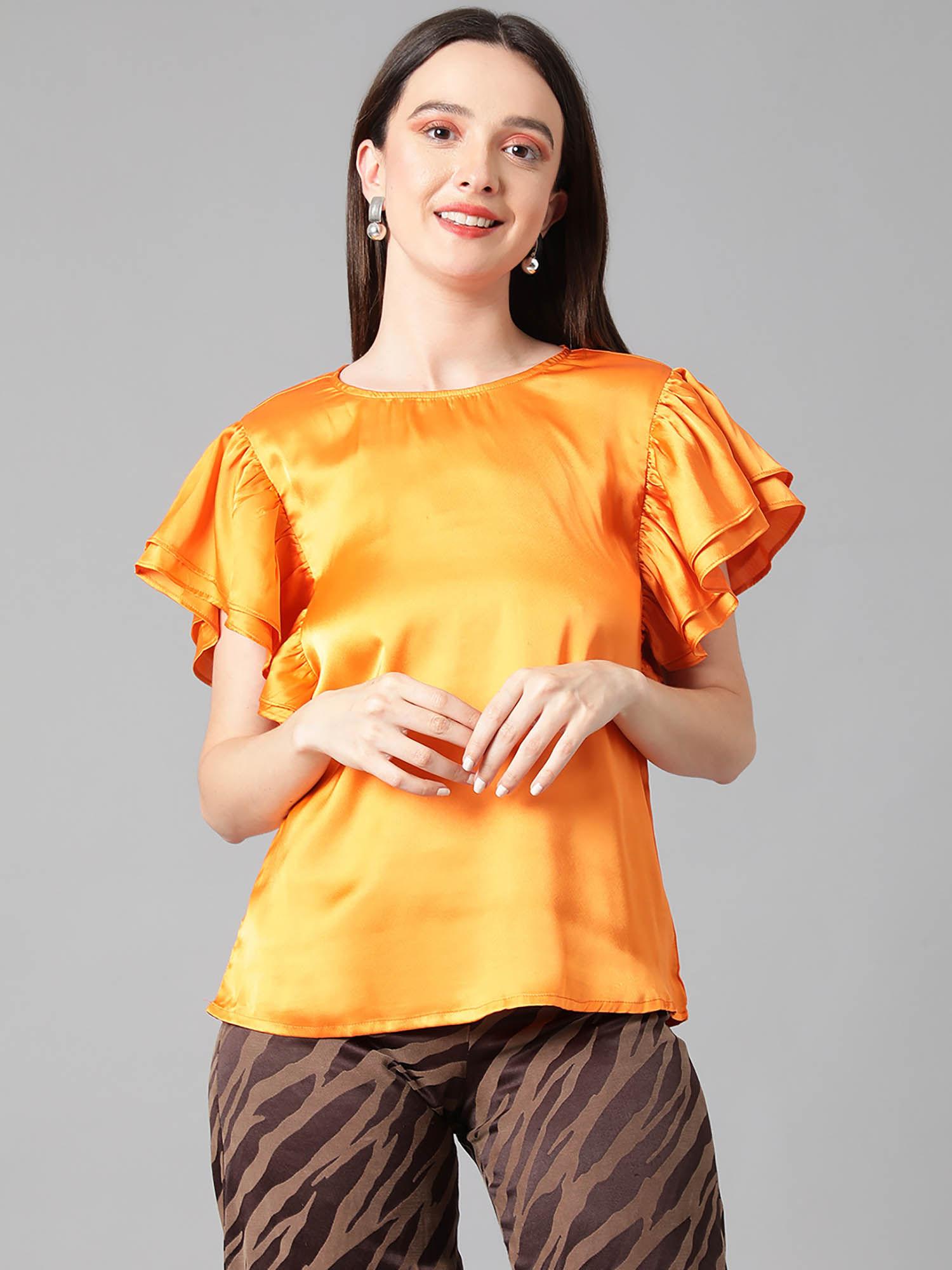 womens satin solid top