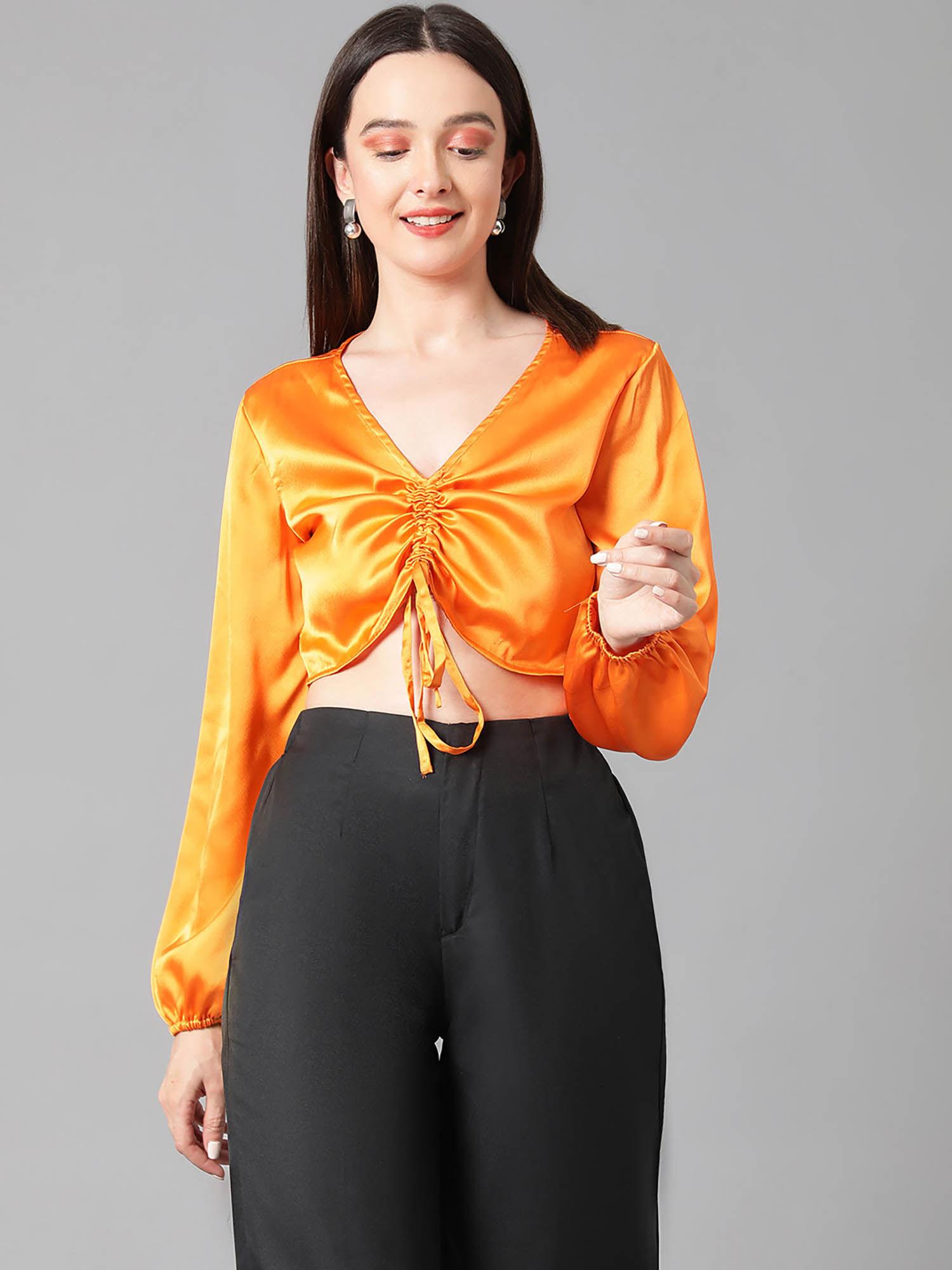 womens satin solid top