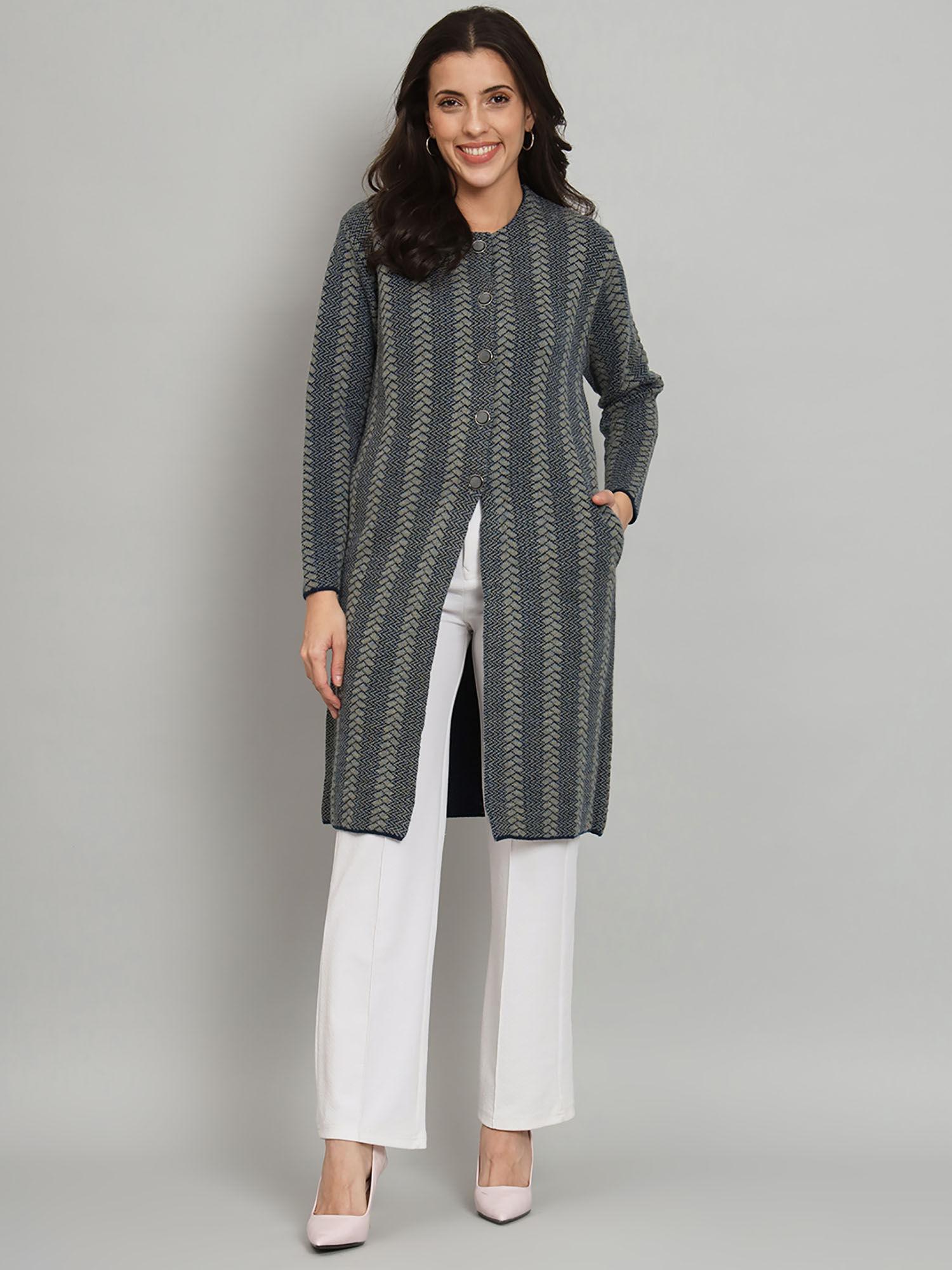 womens self design long cardigan