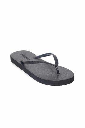 womens shinysky pvc casual flip flops - black