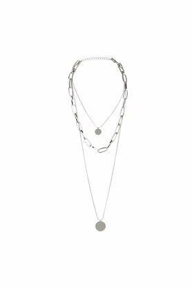 womens silver plated blue stone necklace