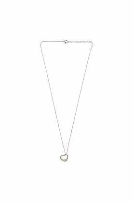 womens silver plated heart shape studded pendant necklace