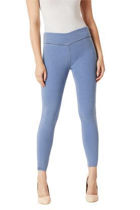 womens skinny fit high rise rinse wash jeggings - light blue