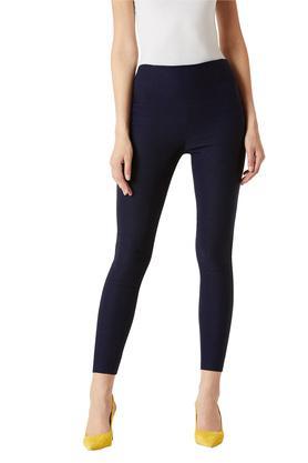 womens skinny fit high rise solid jeggings - navy