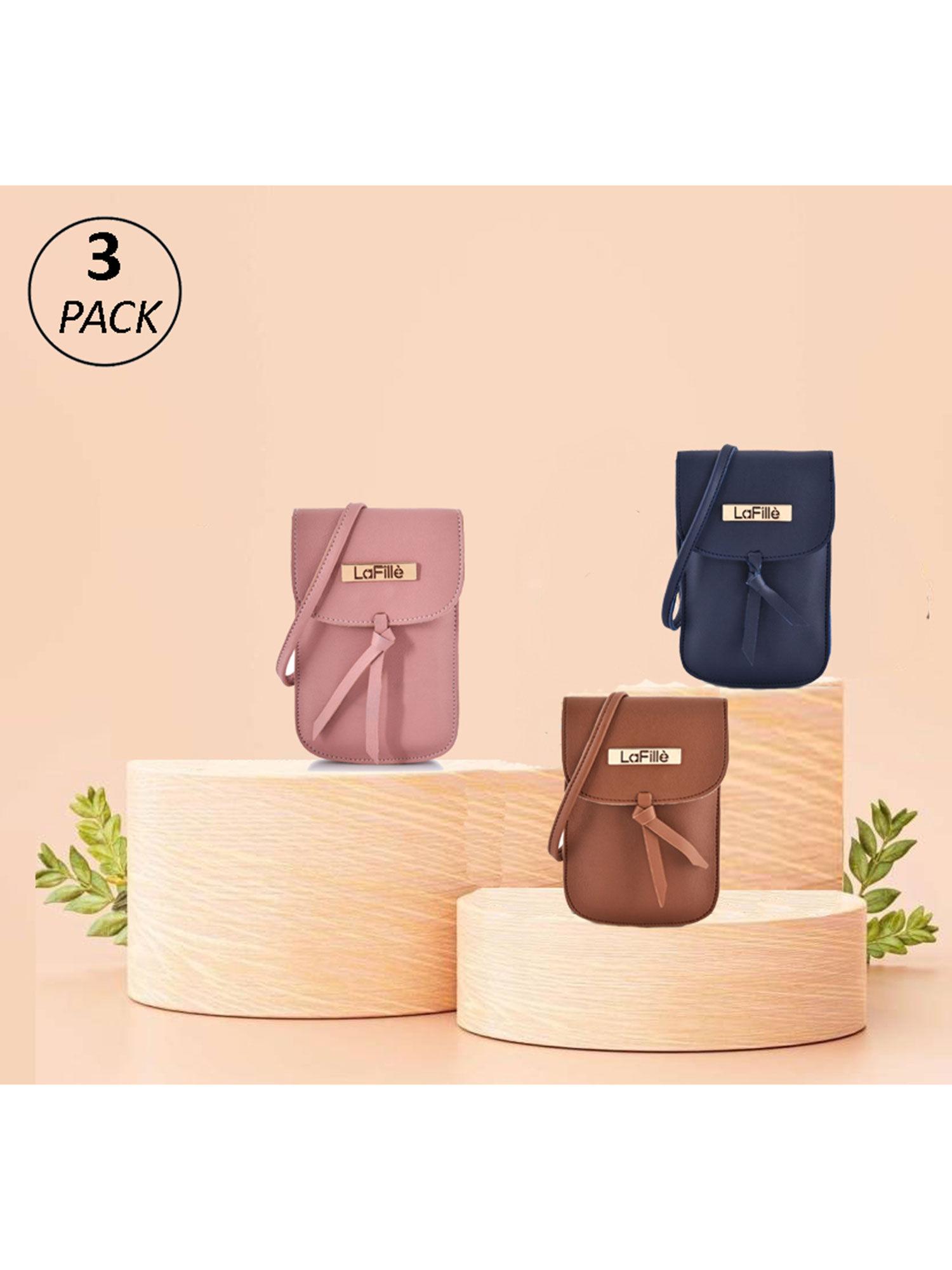 womens sling bag pack of 3 - multi-color